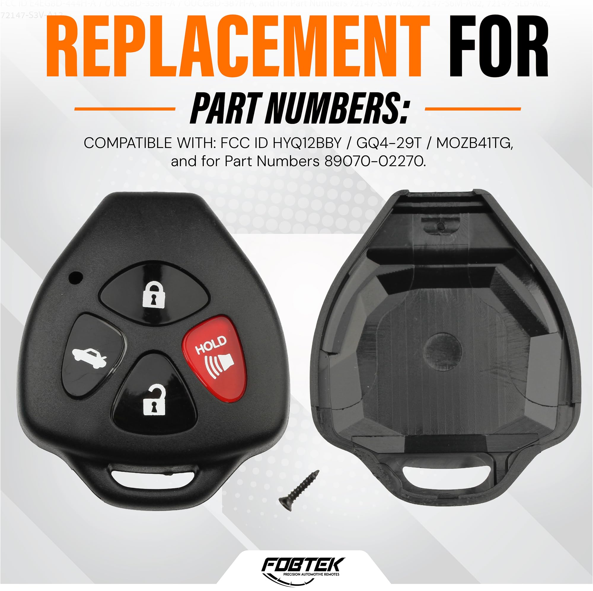 FOBTEK Key Fob Shell Case for Toyota Scion Subaru HYQ12BBY, 4-Button