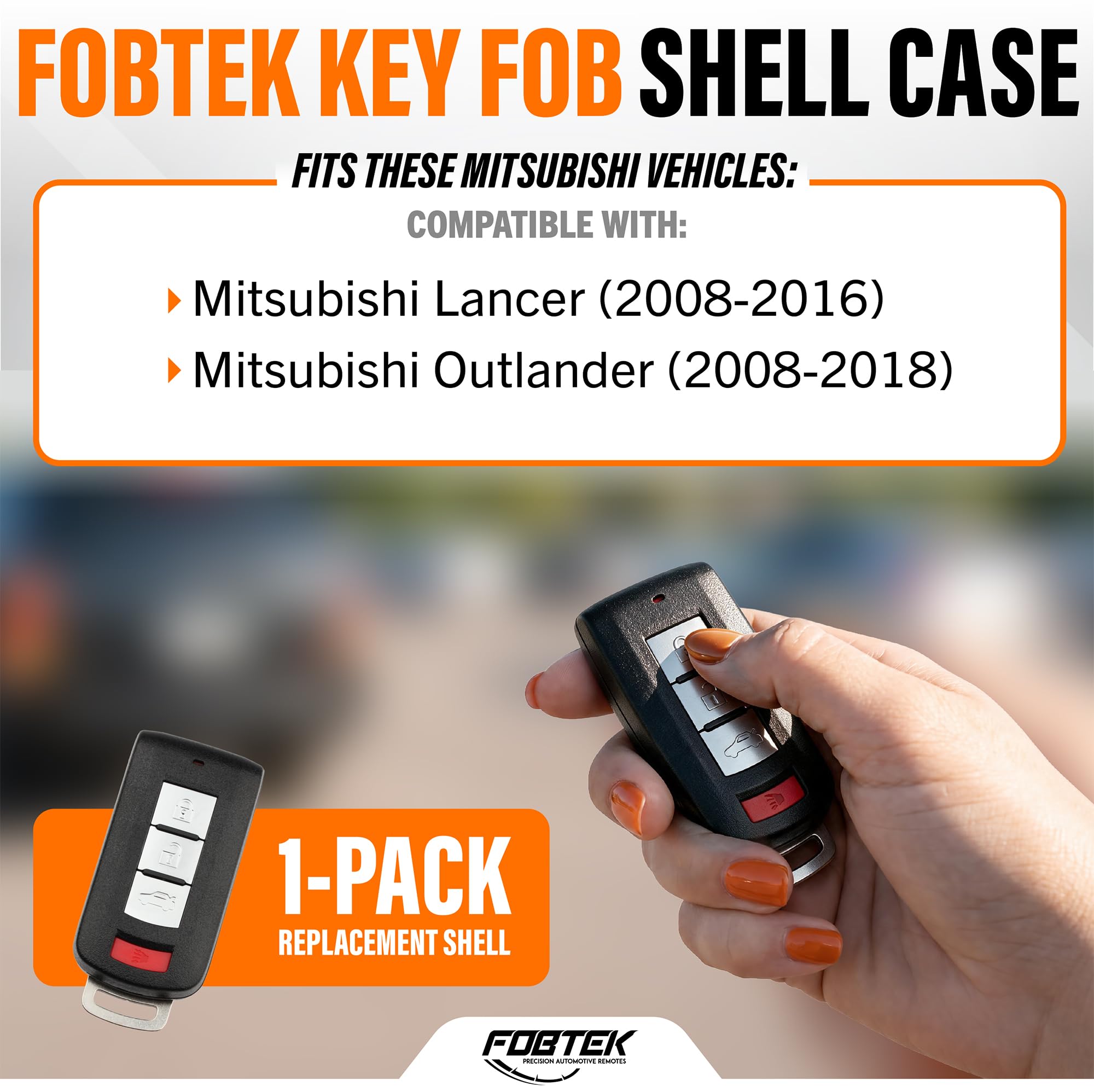 FOBTEK Smart Key Fob Shell Case for Mitsubishi OUC644M, 4-Button