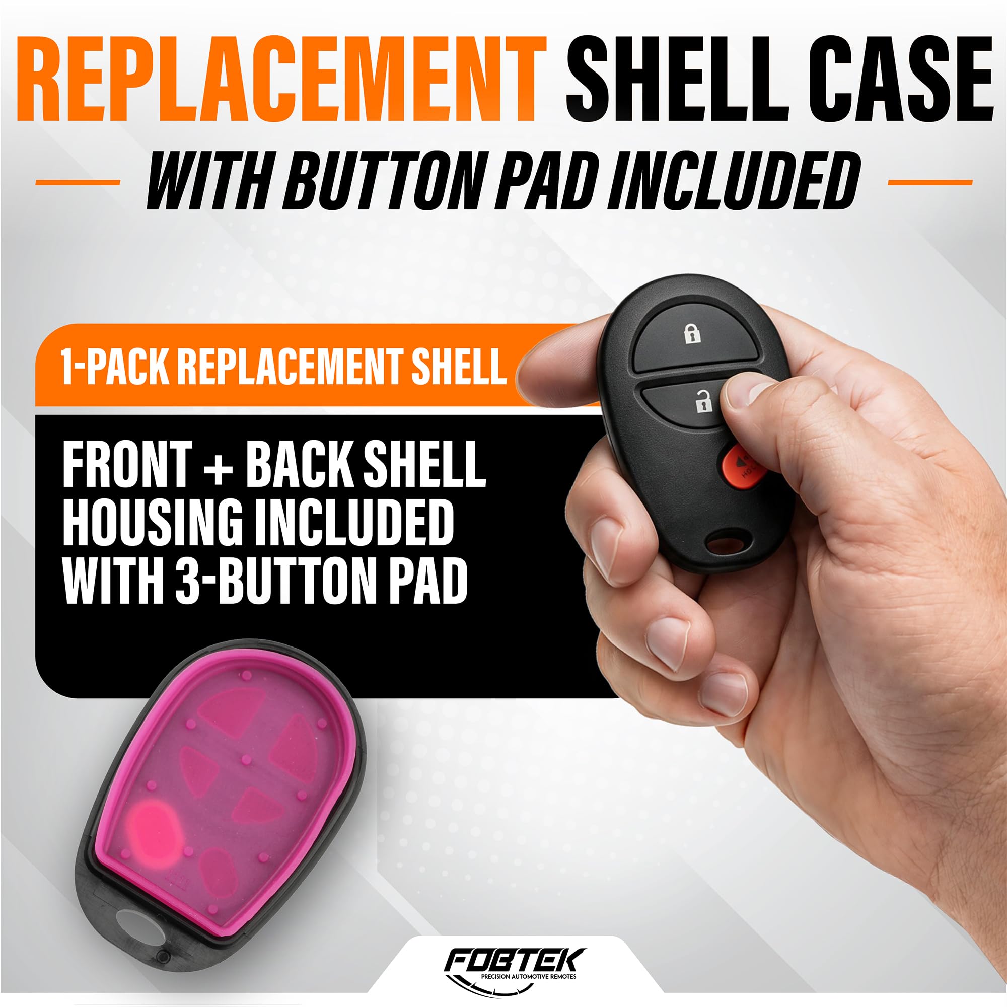 FOBTEK Key Fob Shell Case for Toyota GQ43VT20T, 3-Button
