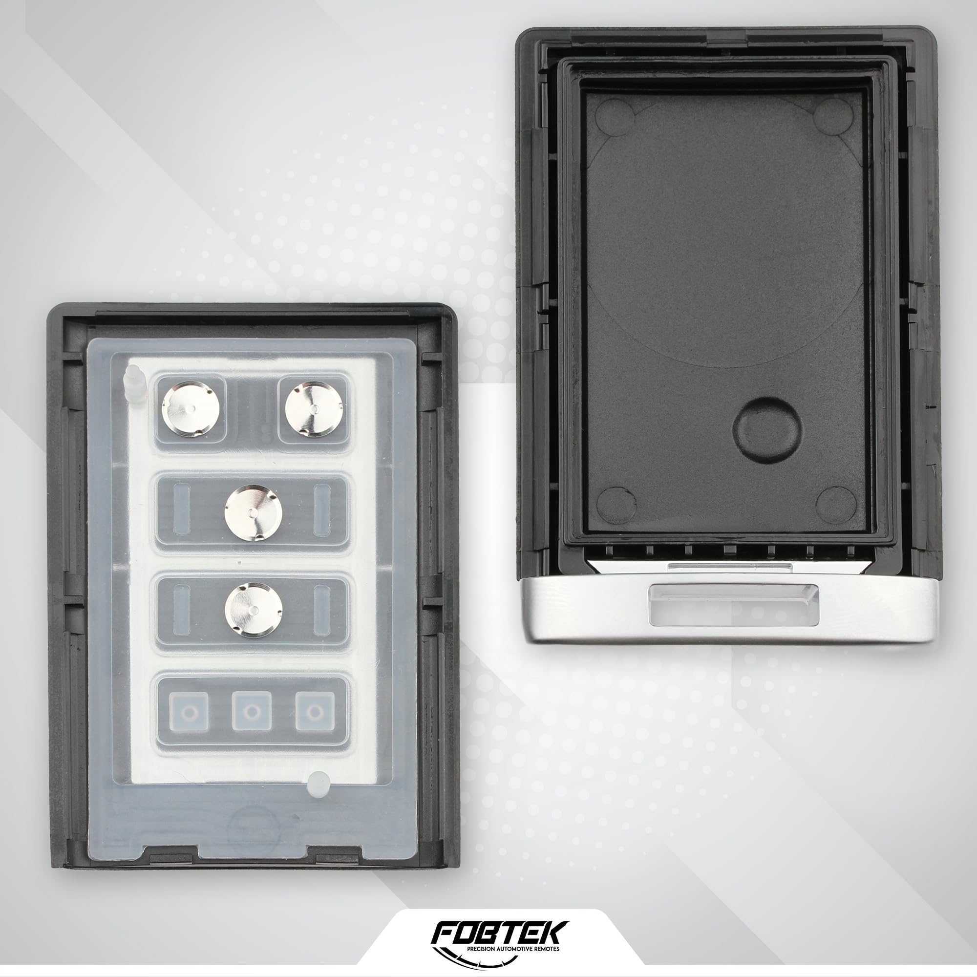 FOBTEK Key Fob Shell Case & Button Pad for Cadillac OUC6000066, 4-Button