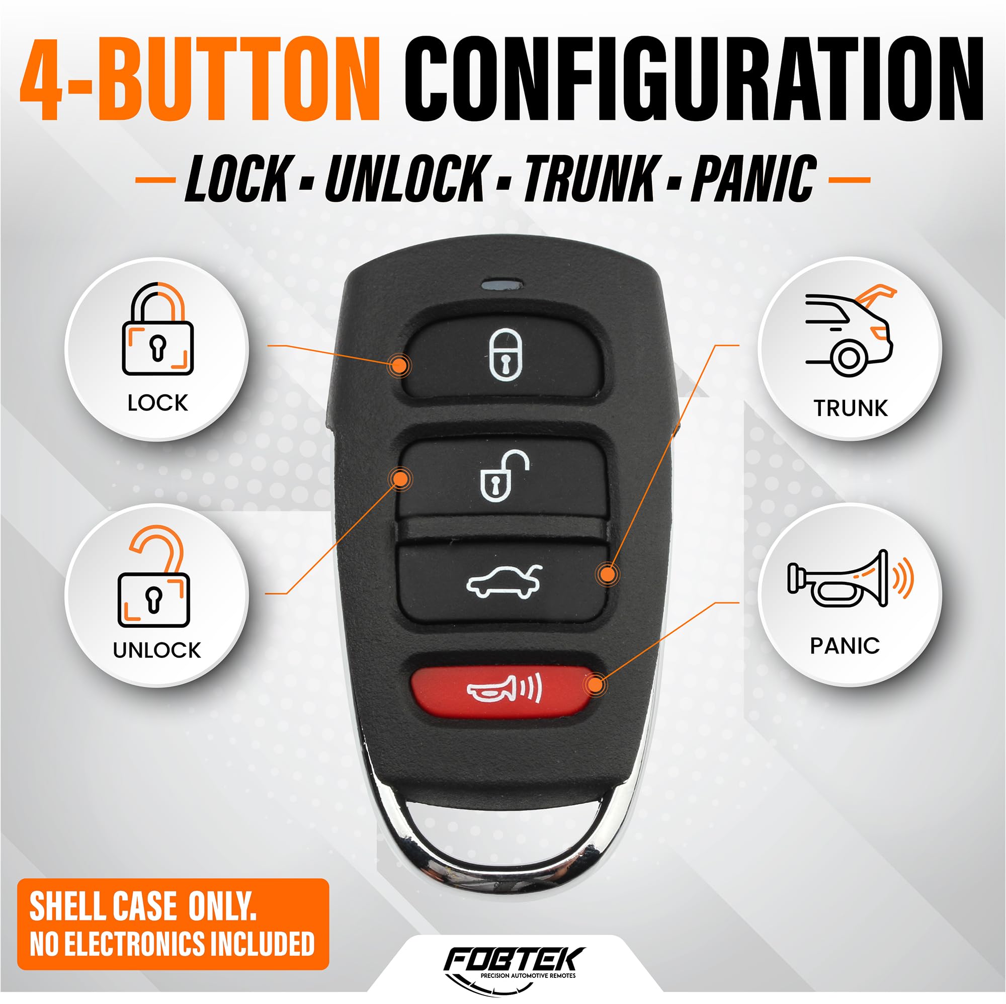 FOBTEK Key Fob Shell Case & Button Pad for Hyundai SY55WY8212, 4-Button
