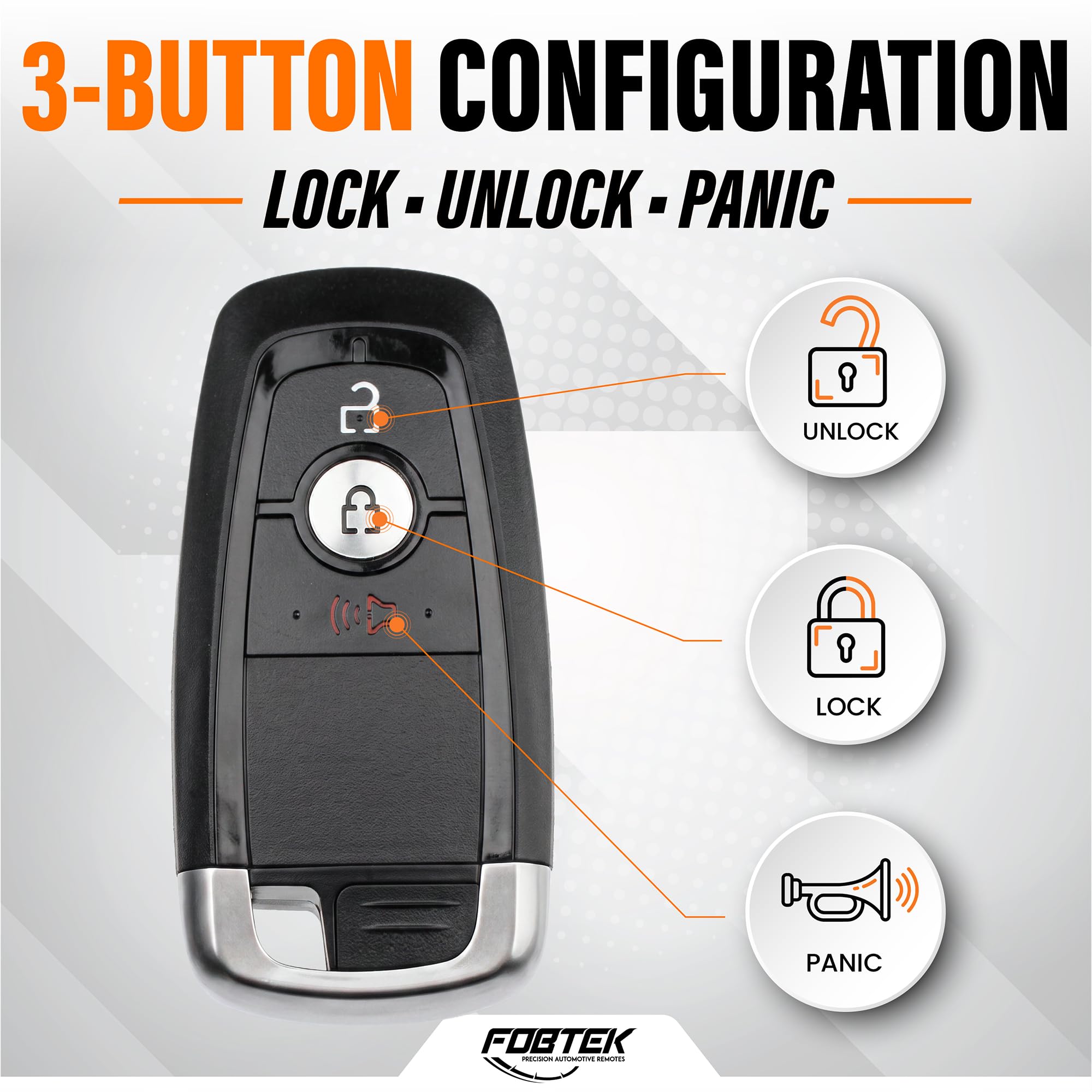 FOBTEK Smart Key Fob Shell Case for Ford M3N-A2C93142300, 3-Button