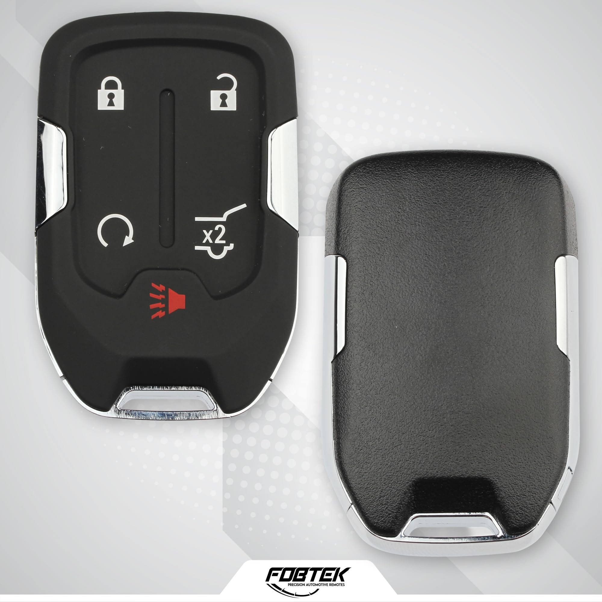 FOBTEK Smart Key Fob Shell Case & Button Pad for GMC Chevy HYQ1AA, 5-Button