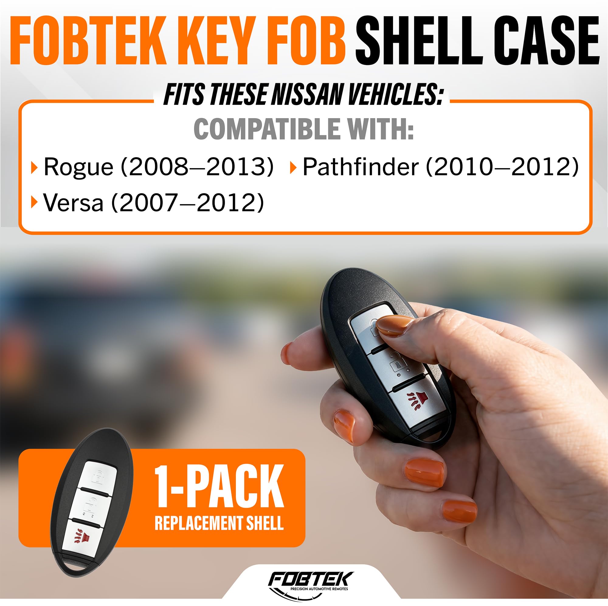 FOBTEK Smart Key Fob Shell Case for Nissan CWTWBU729, 3-Button