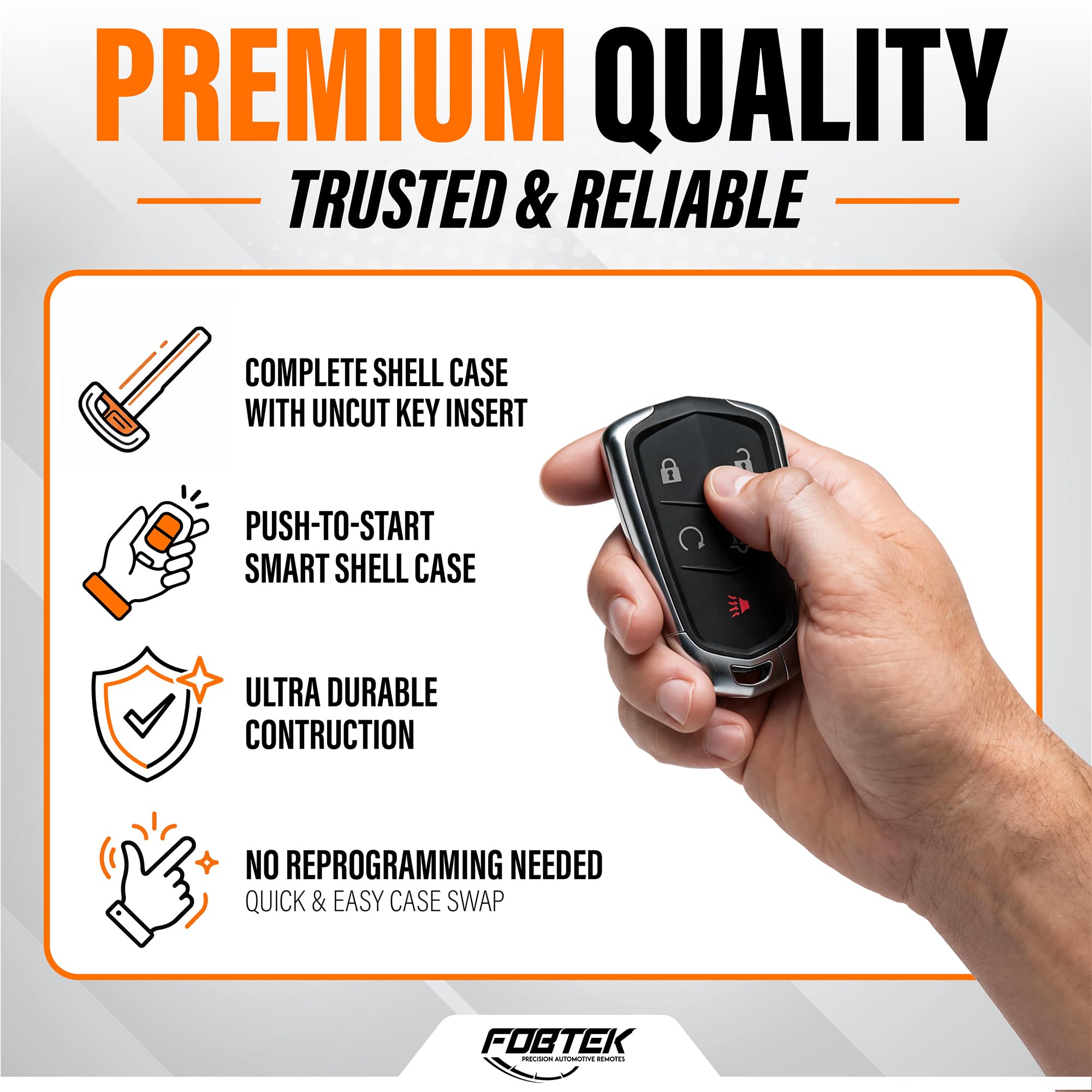 FOBTEK Smart Key Fob Shell Case for Cadillac HYQ2AB