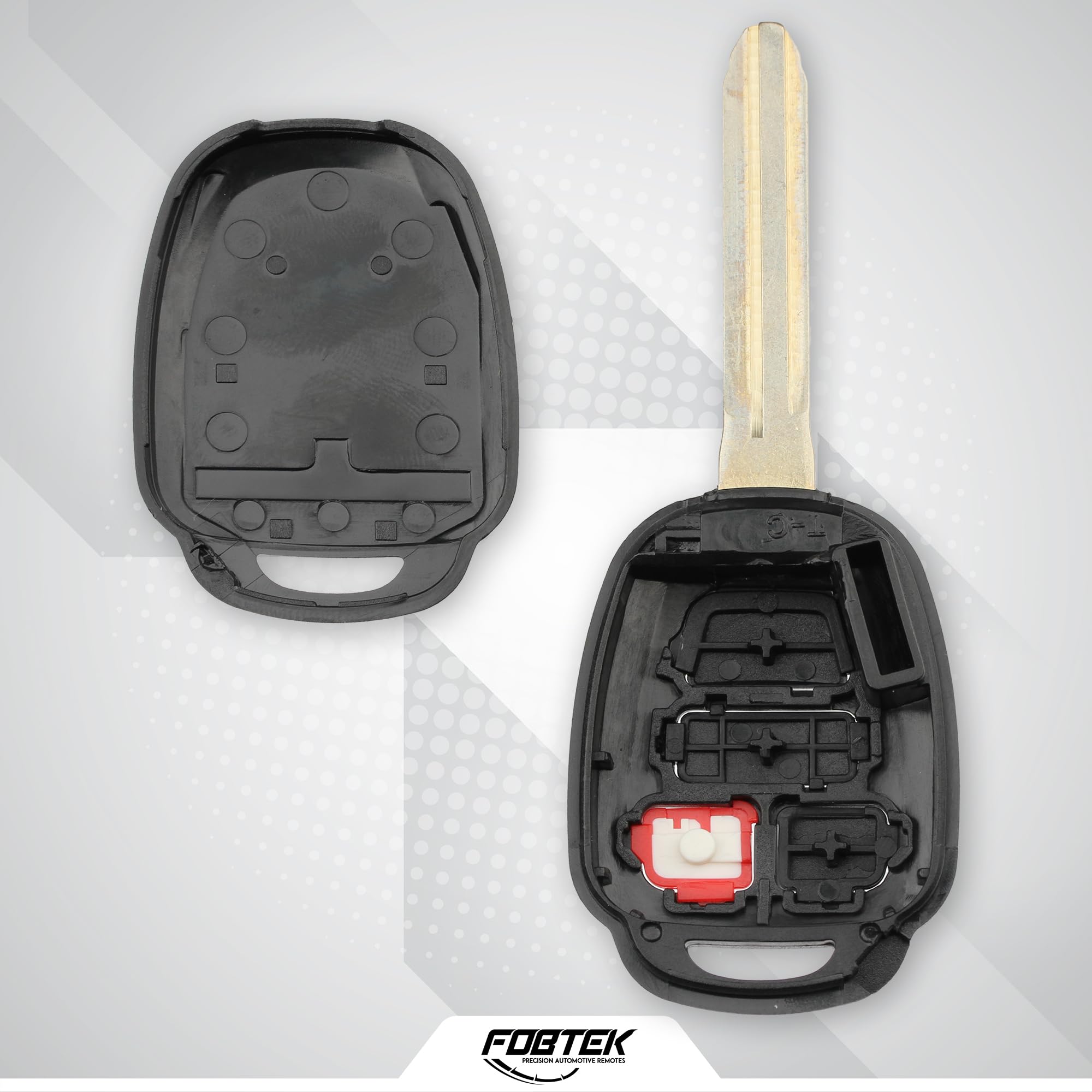 FOBTEK Key Fob Shell Case & Button Pad for Toyota GQ4-52T, 4-Button