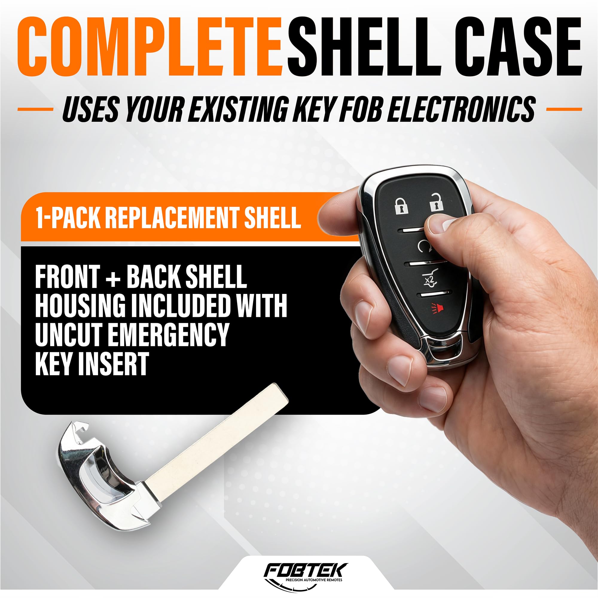 FOBTEK Smart Key Fob Shell Case for Chevy HYQ4EA, 5-Button
