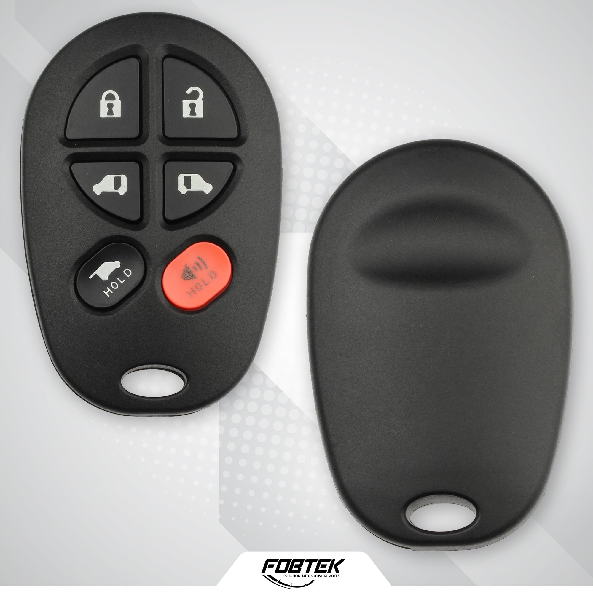 FOBTEK Key Fob Shell Case & Button Pad for Toyota GQ43VT20T, 6-Button