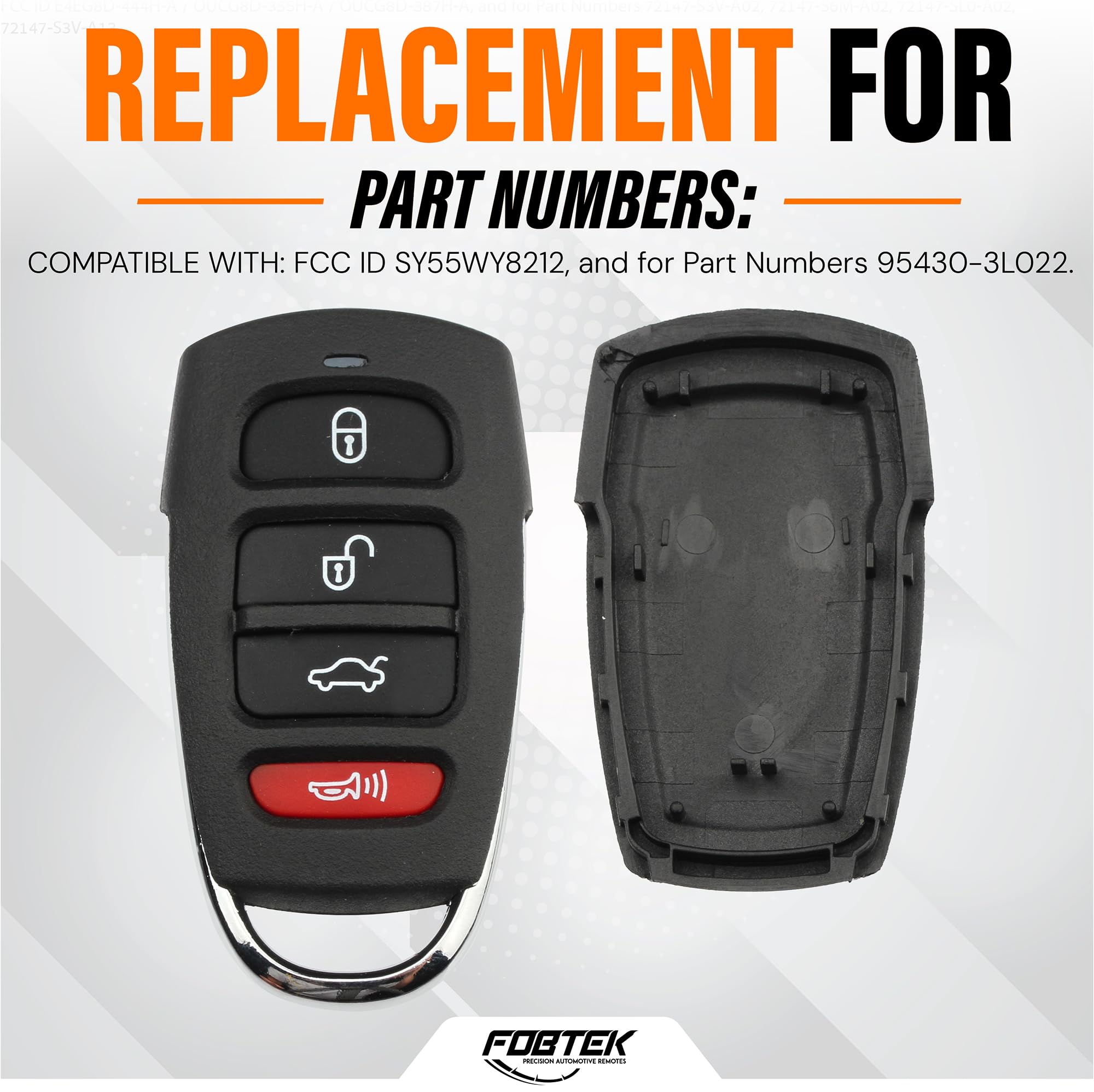FOBTEK Key Fob Shell Case & Button Pad for Hyundai SY55WY8212, 4-Button