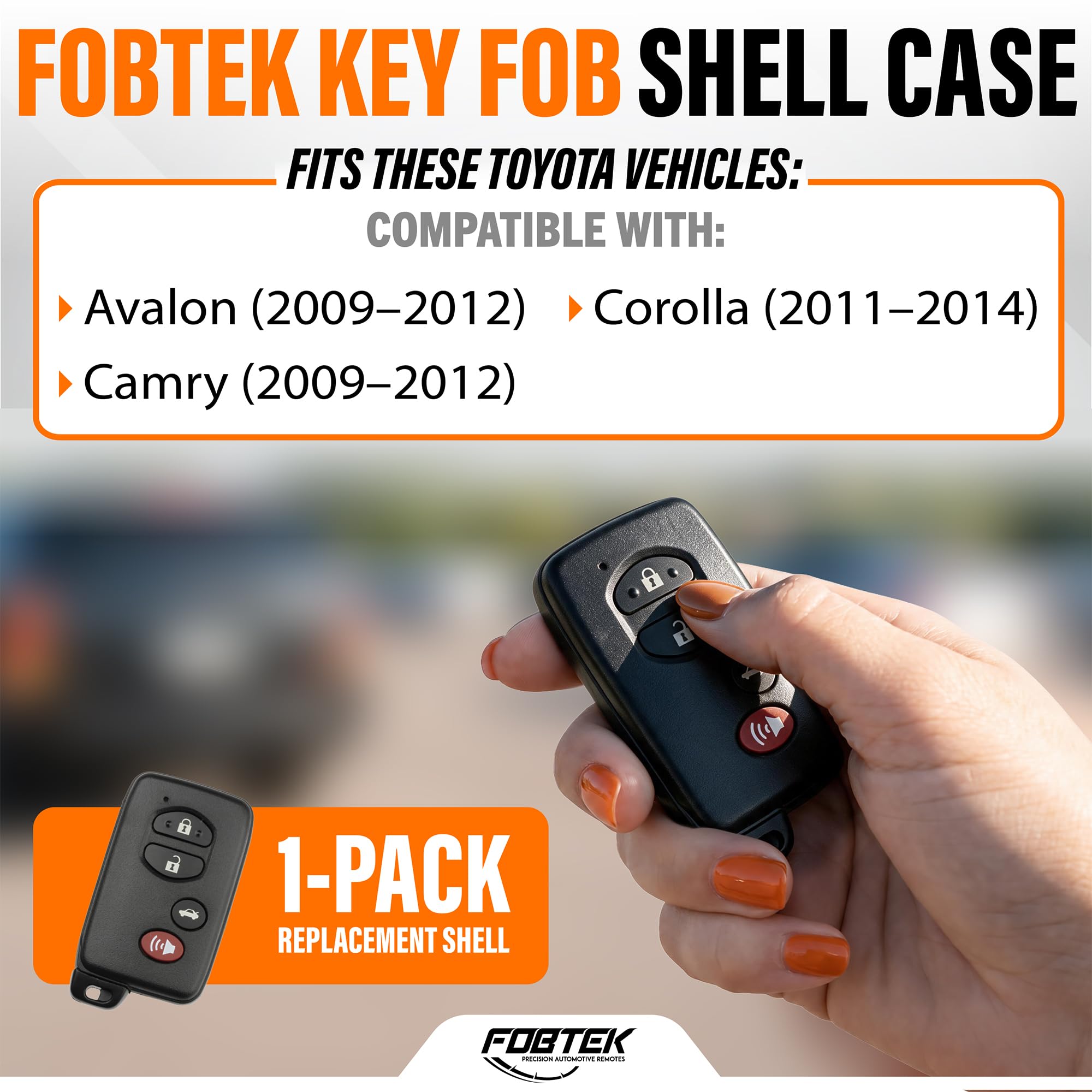 FOBTEK Smart Key Fob Shell Case for Toyota HYQ14AAB, 4-Button Black