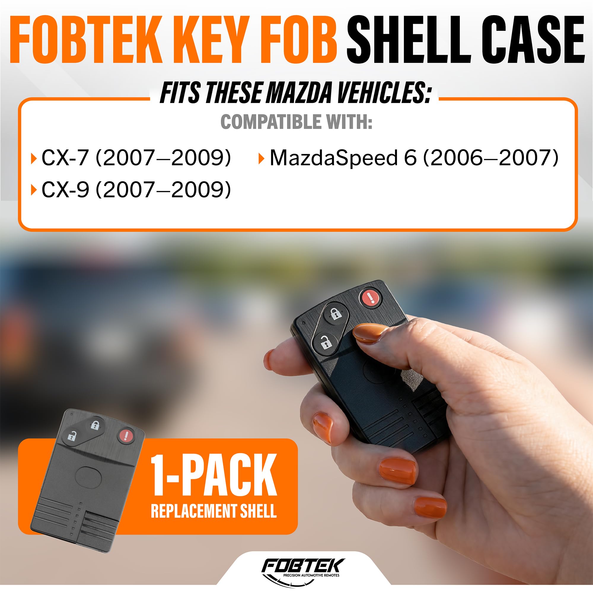 FOBTEK Key Fob Shell Case & Button Pad for Mazda BGBX1T458SKE11A01
