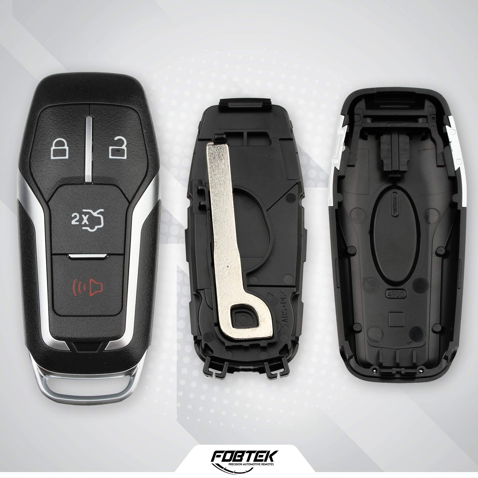 FOBTEK Smart Key Fob Shell Case for Ford Lincoln M3N-A2C31243800, 4-Button