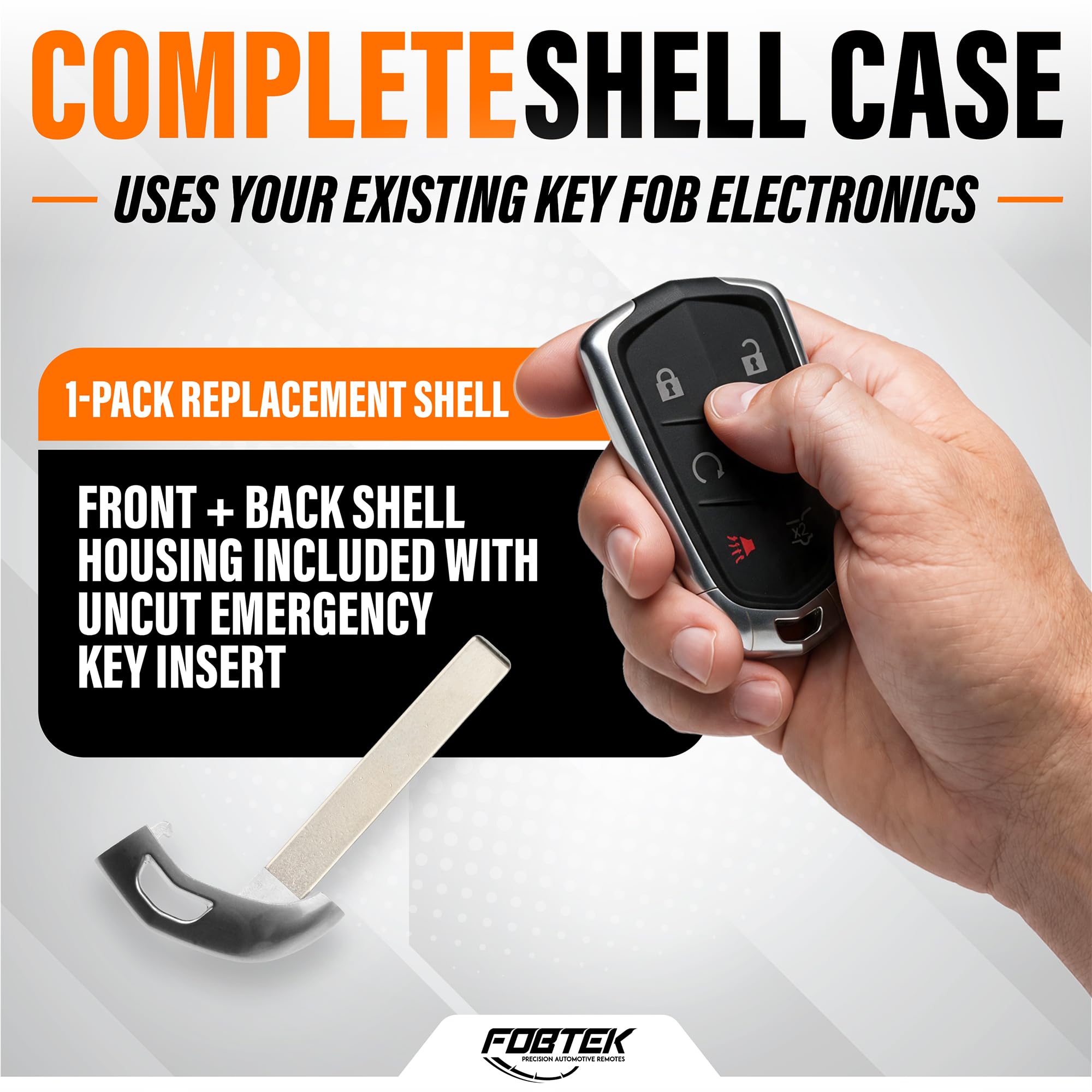 FOBTEK Smart Key Fob Shell Case for 2015-2020 Cadillac Escalade, HYQ2AB