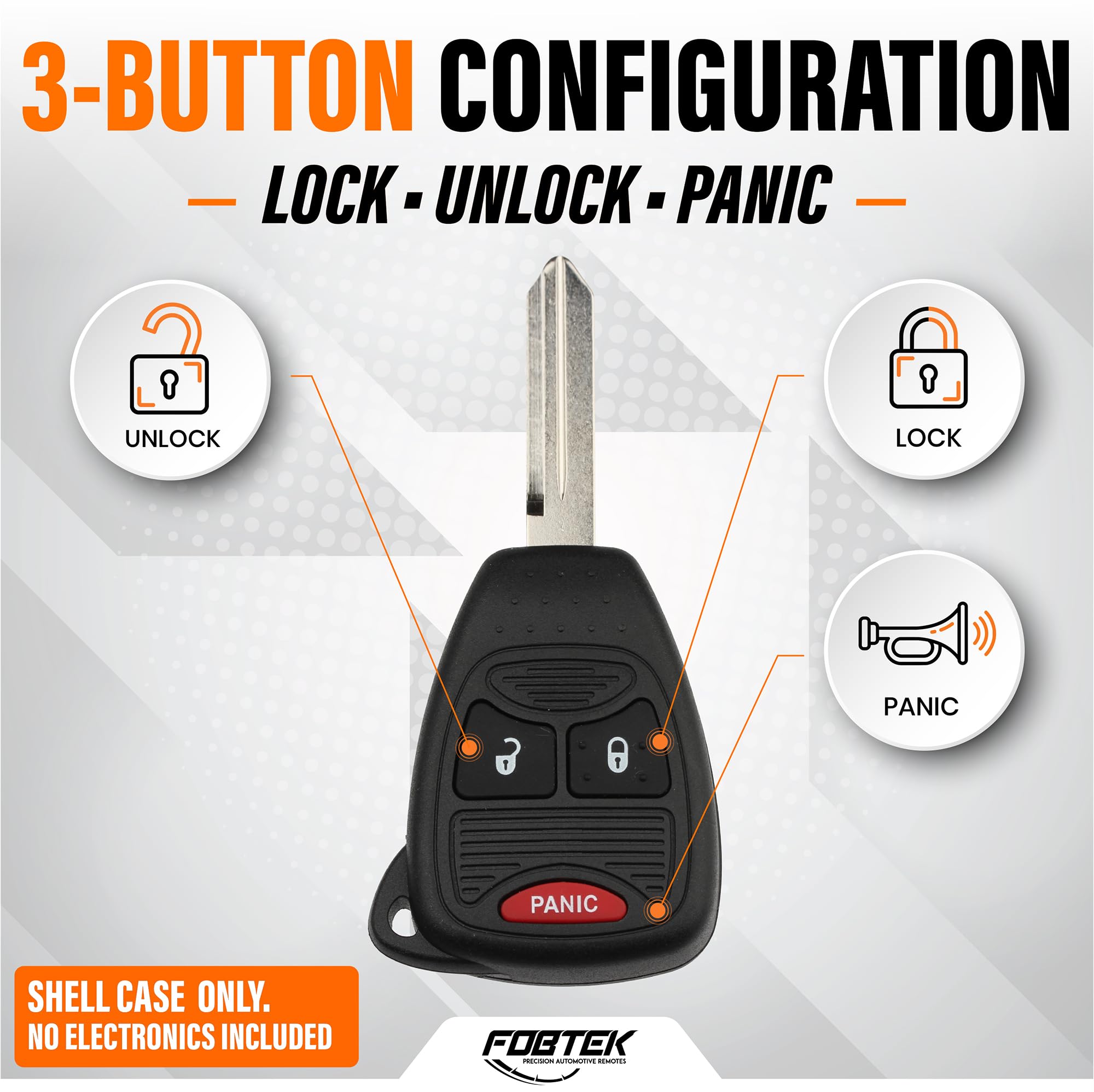 FOBTEK Key Fob Shell Case & Button Pad for Jeep Dodge Chrysler OHT692427AA