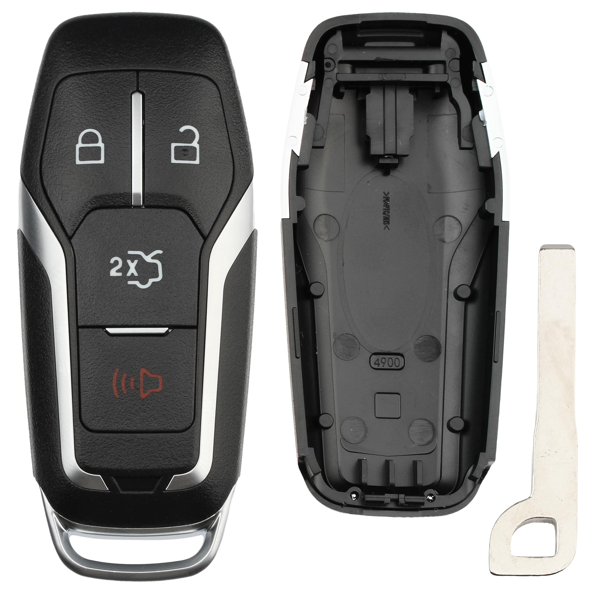 FOBTEK Smart Key Fob Shell Case for Ford Lincoln M3N-A2C31243800, 4-Button