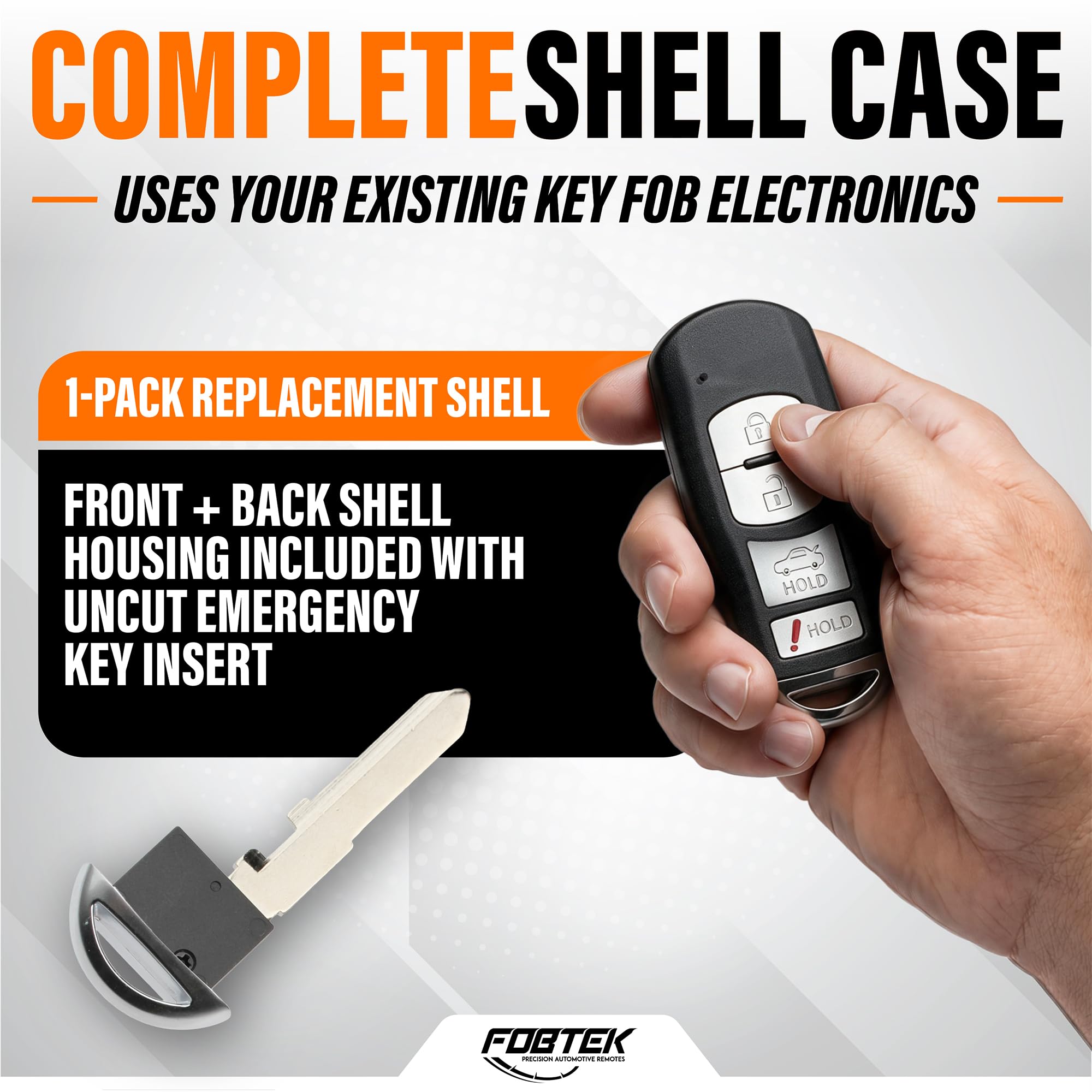 FOBTEK Smart Key Fob Shell Case & Button Pad for Mazda WAZSKE13D01