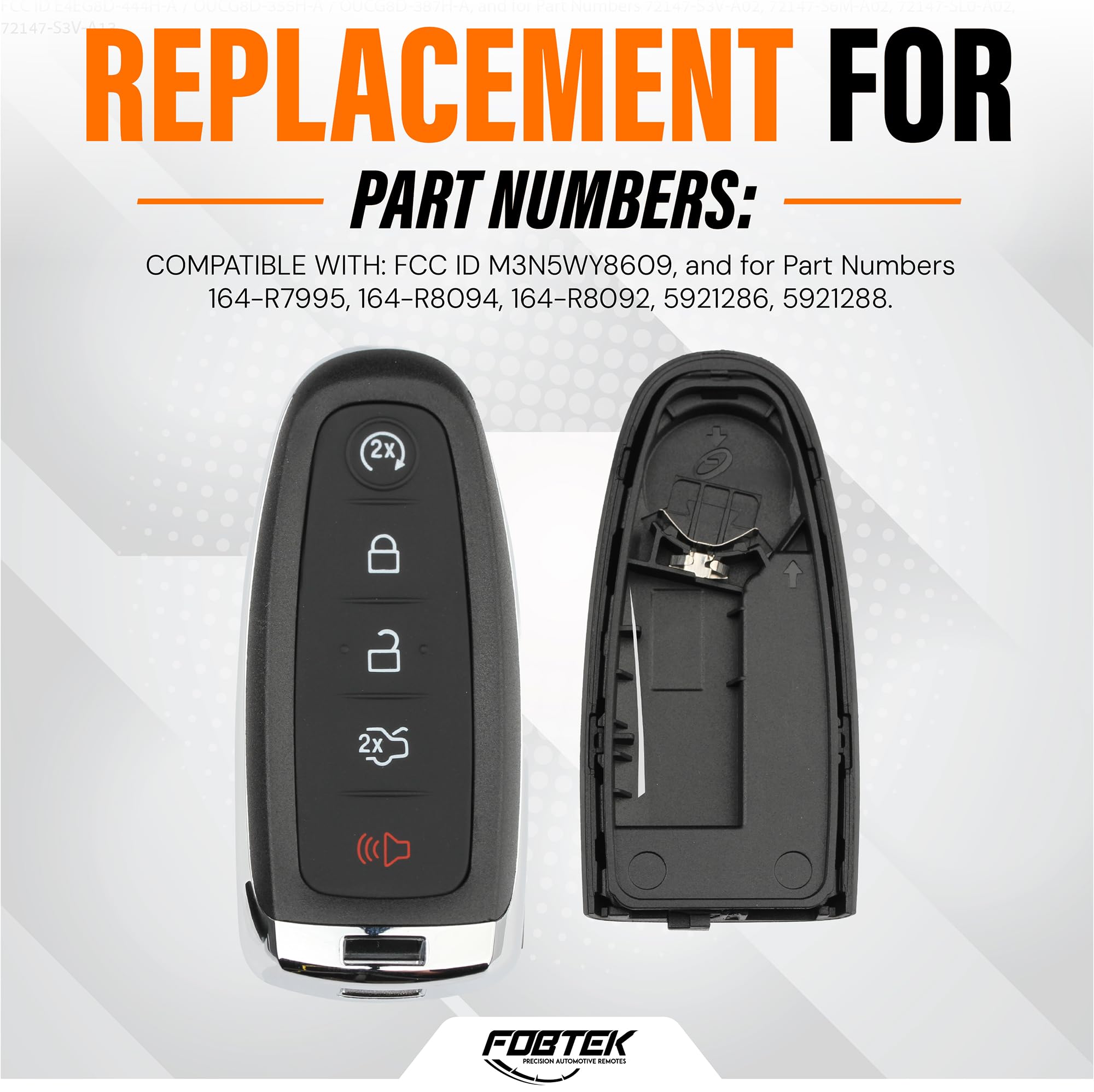 FOBTEK Smart Key Fob Shell Case for Ford Lincoln M3N5WY8609, 5-Button