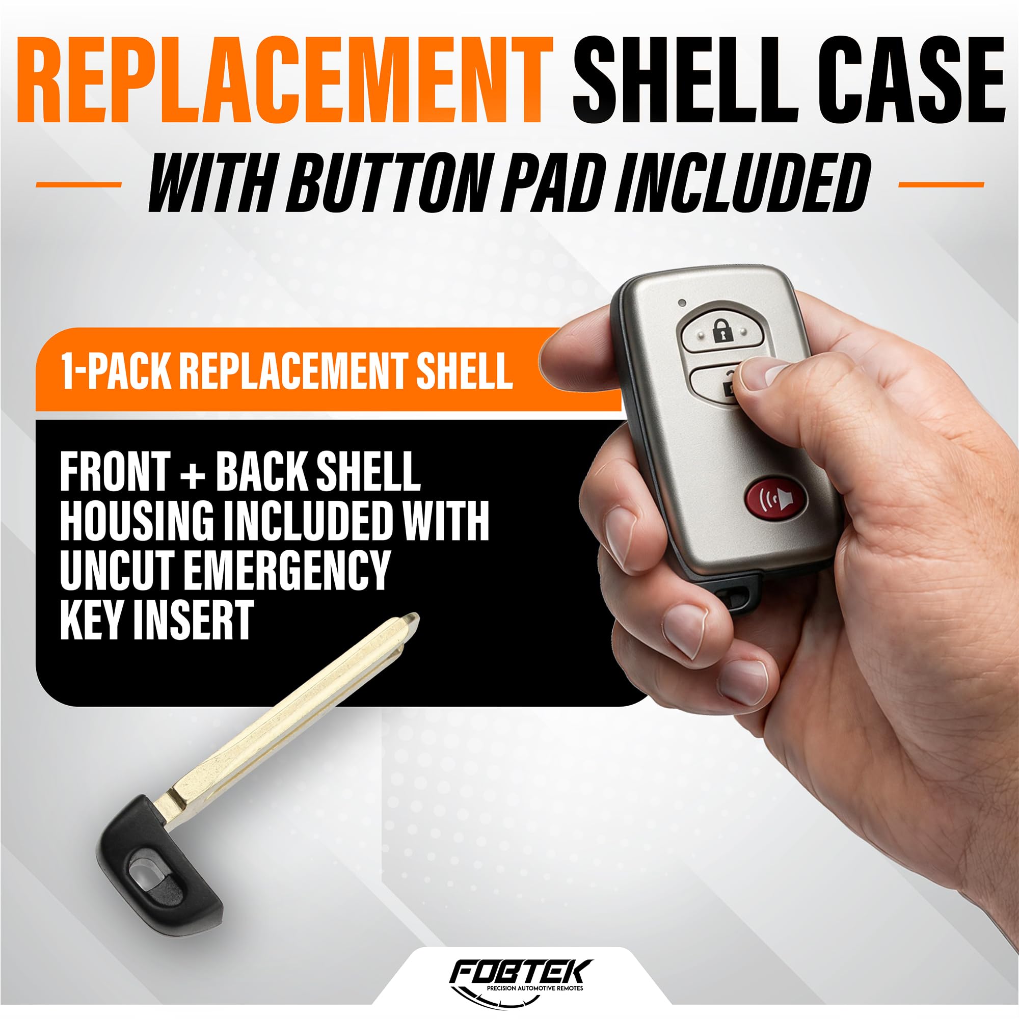 FOBTEK Smart Key Fob Shell Case for Toyota HYQ14AAB, 3-Button Gold