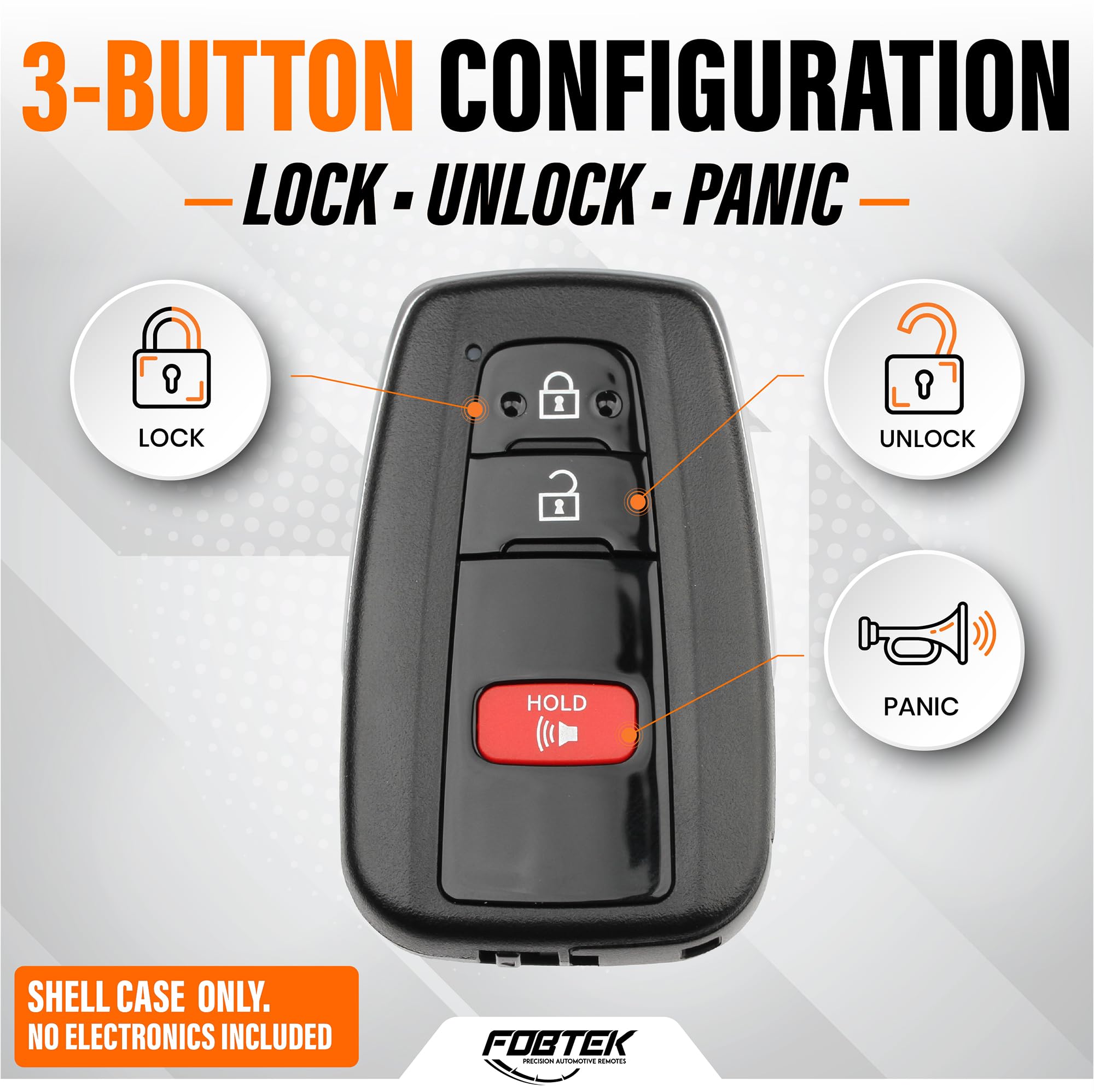 FOBTEK Smart Key Fob Shell Case for Toyota HYQ14FBC, 3-Button