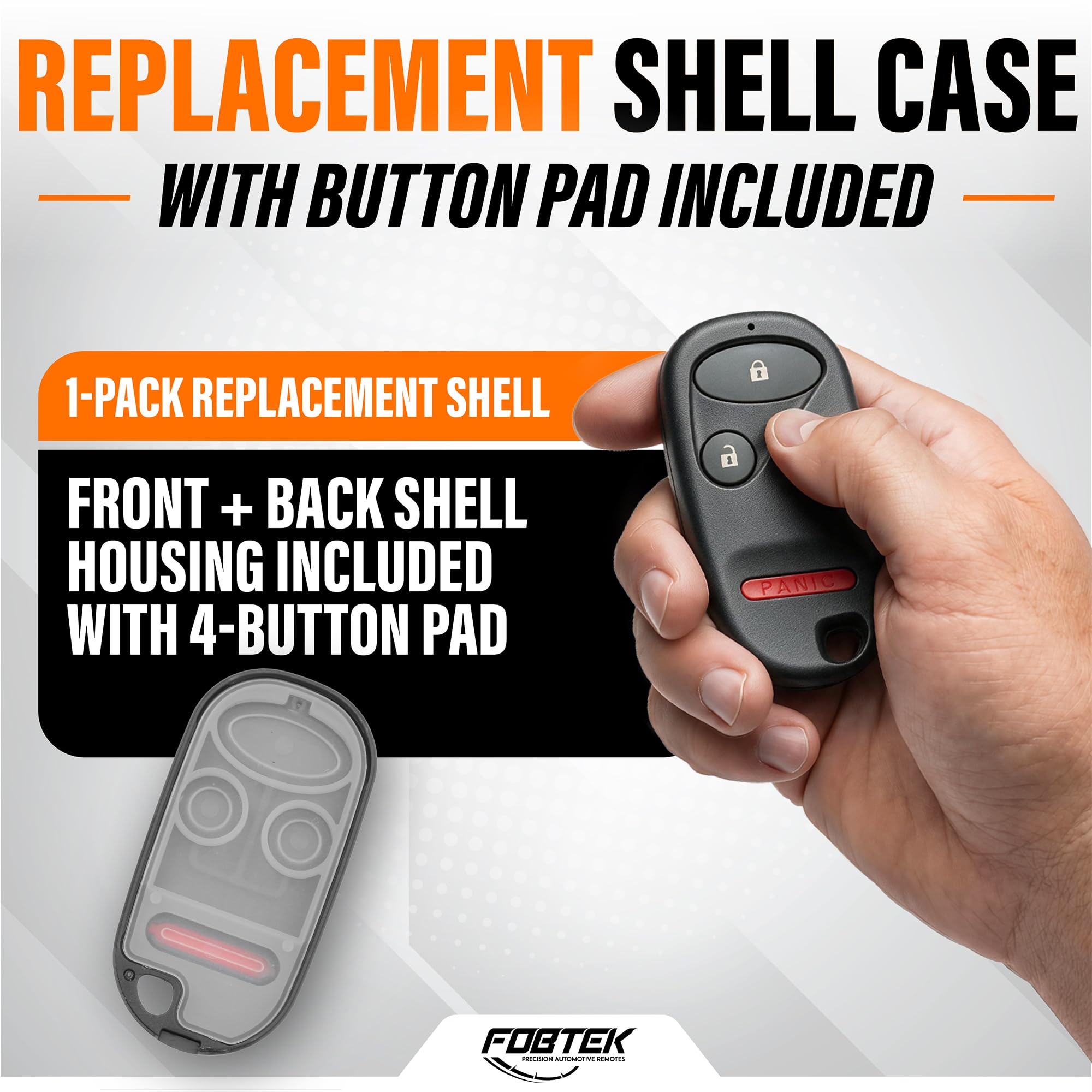 FOBTEK Key Fob Shell Case & Button Pad for Honda Acura KOBUTAH2T, 4-Button