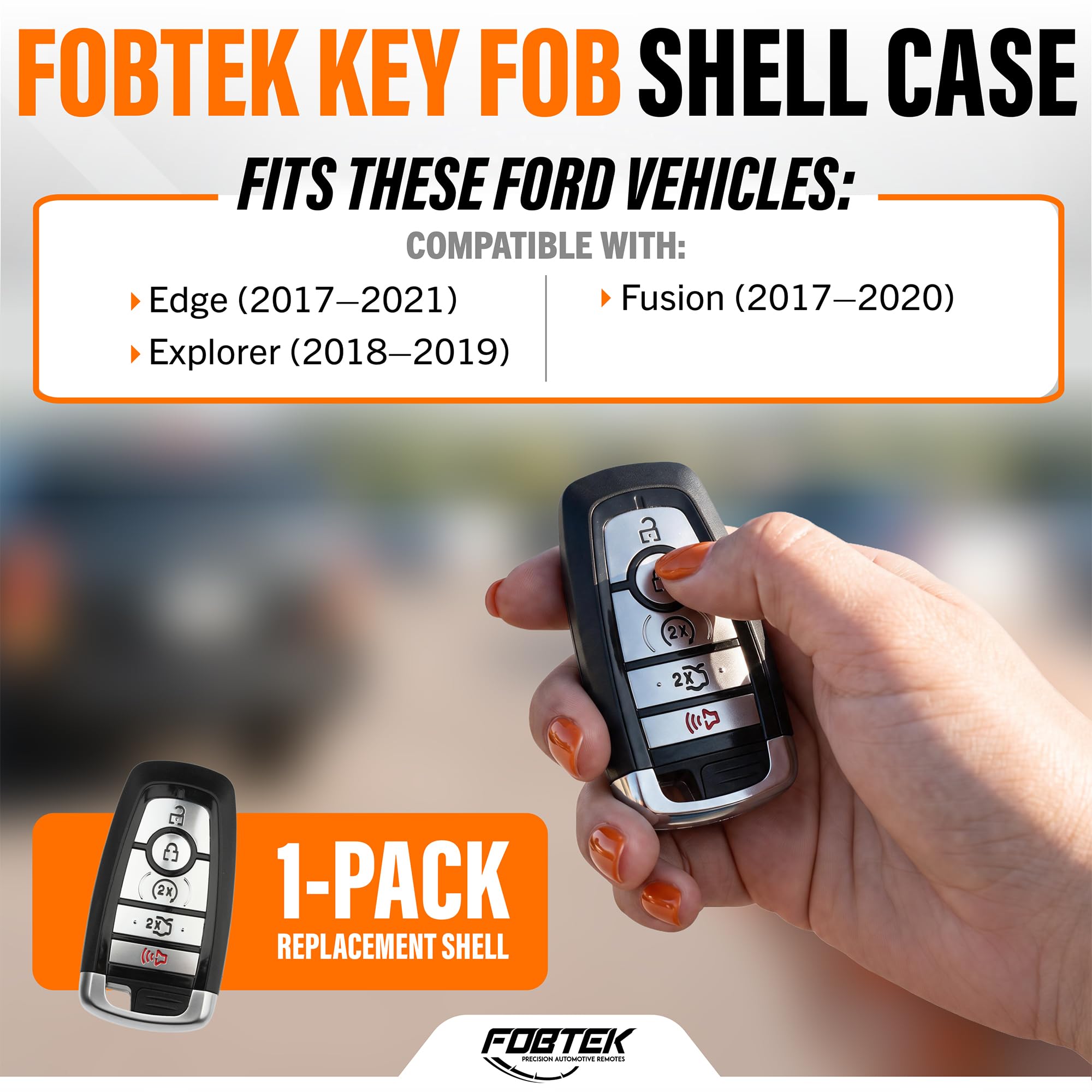 FOBTEK Smart Key Fob Shell Case for Ford M3N-A2C93142600, 5-Button