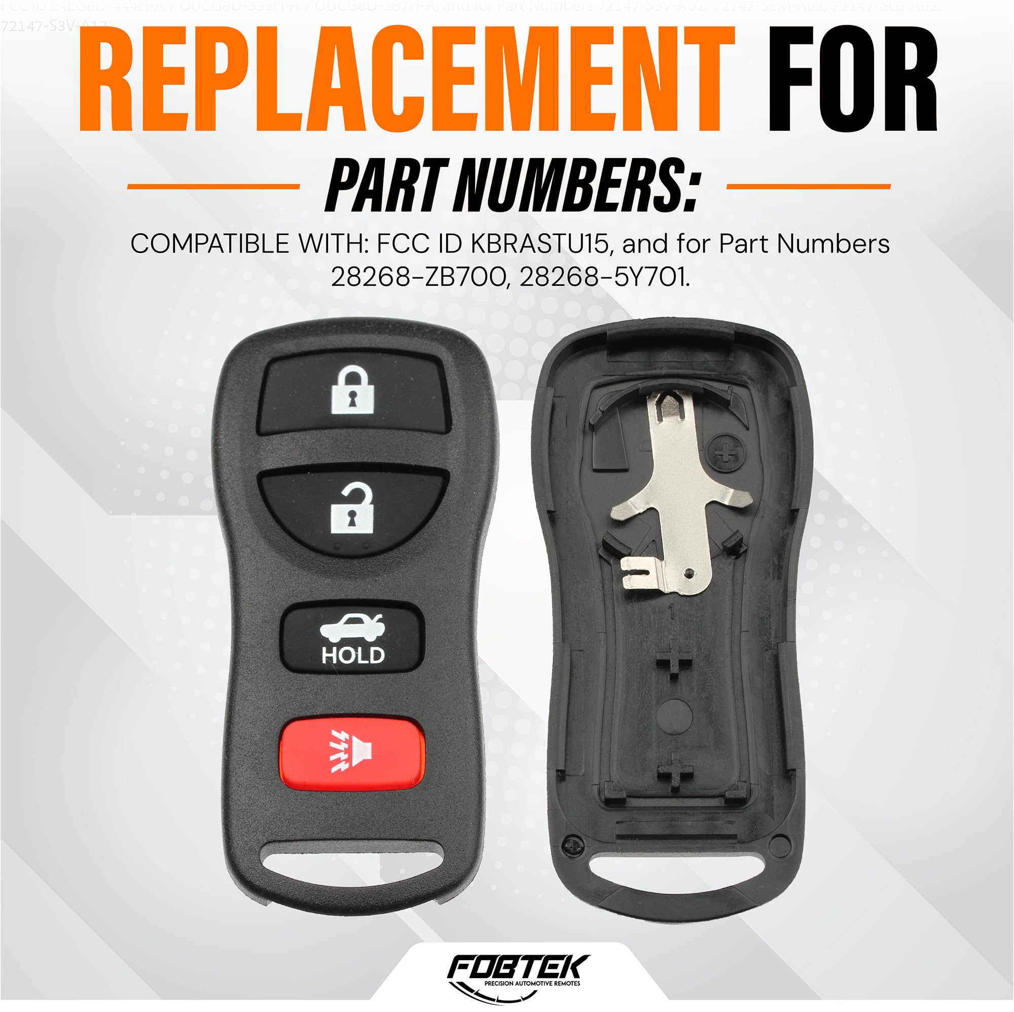 FOBTEK Key Fob Shell Case for Nissan Infiniti KBRASTU15, 4-Button