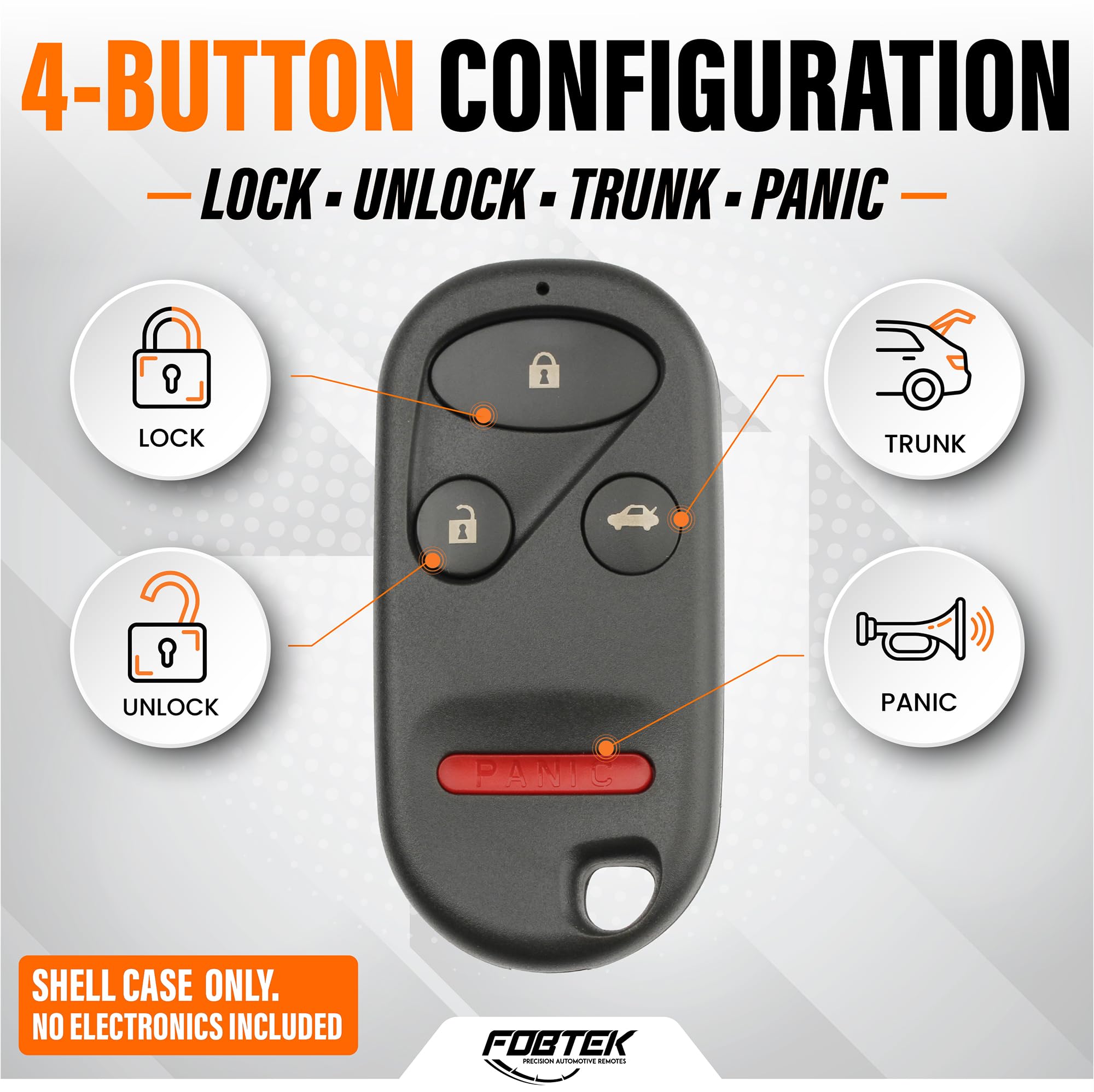 FOBTEK Key Fob Shell Case & Button Pad for Honda Acura KOBUTAH2T, 4-Button