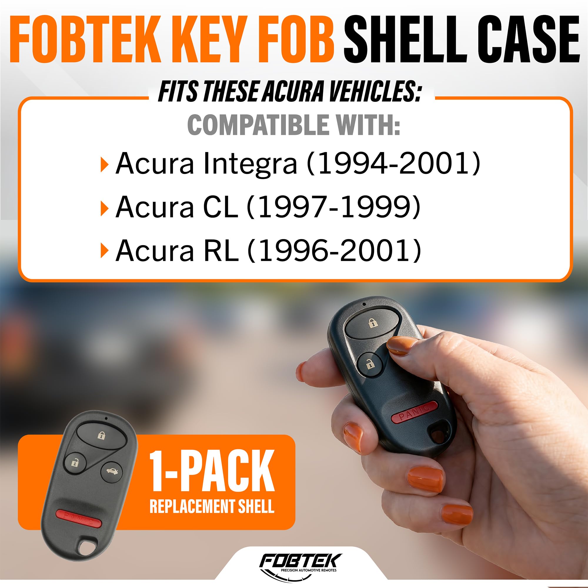 FOBTEK Key Fob Shell Case & Button Pad for Acura A269ZUA108, 4-Button