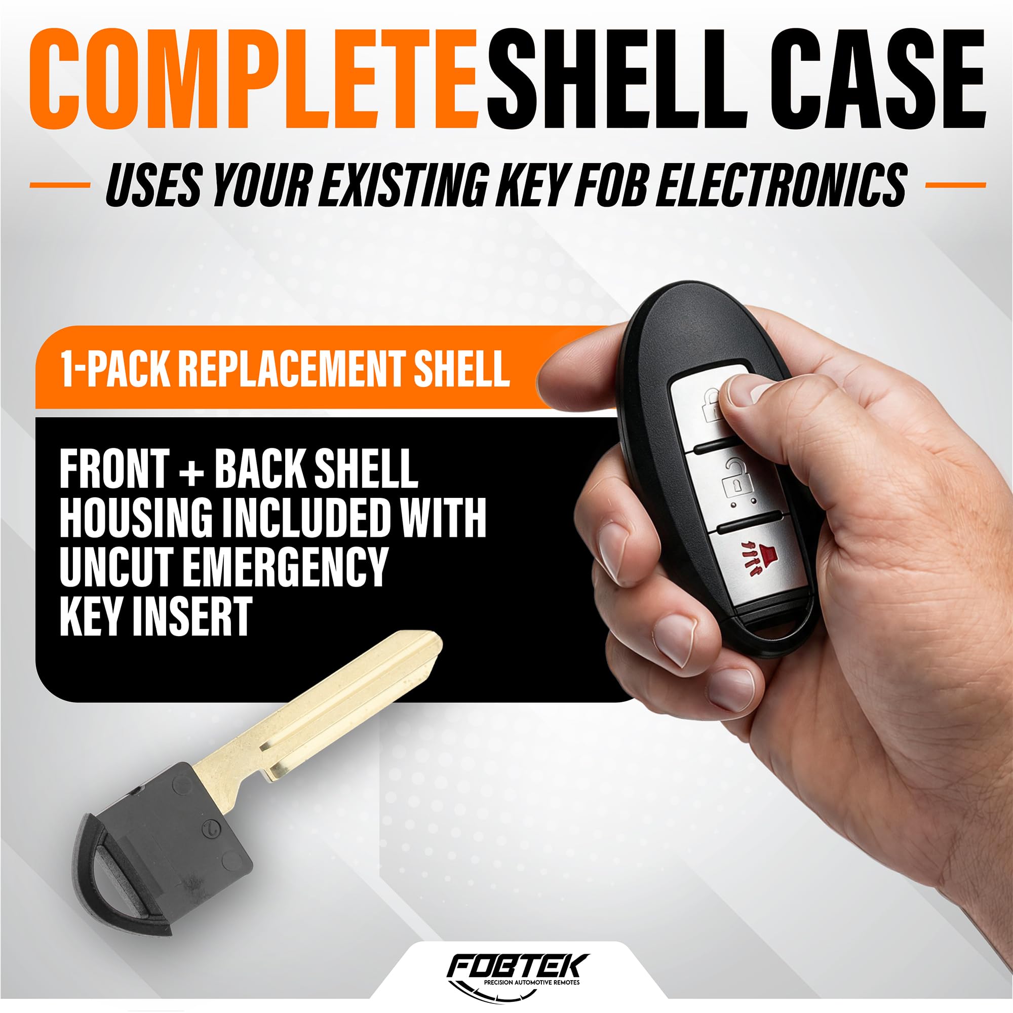 FOBTEK Smart Key Fob Shell Case for Nissan CWTWBU729, 3-Button