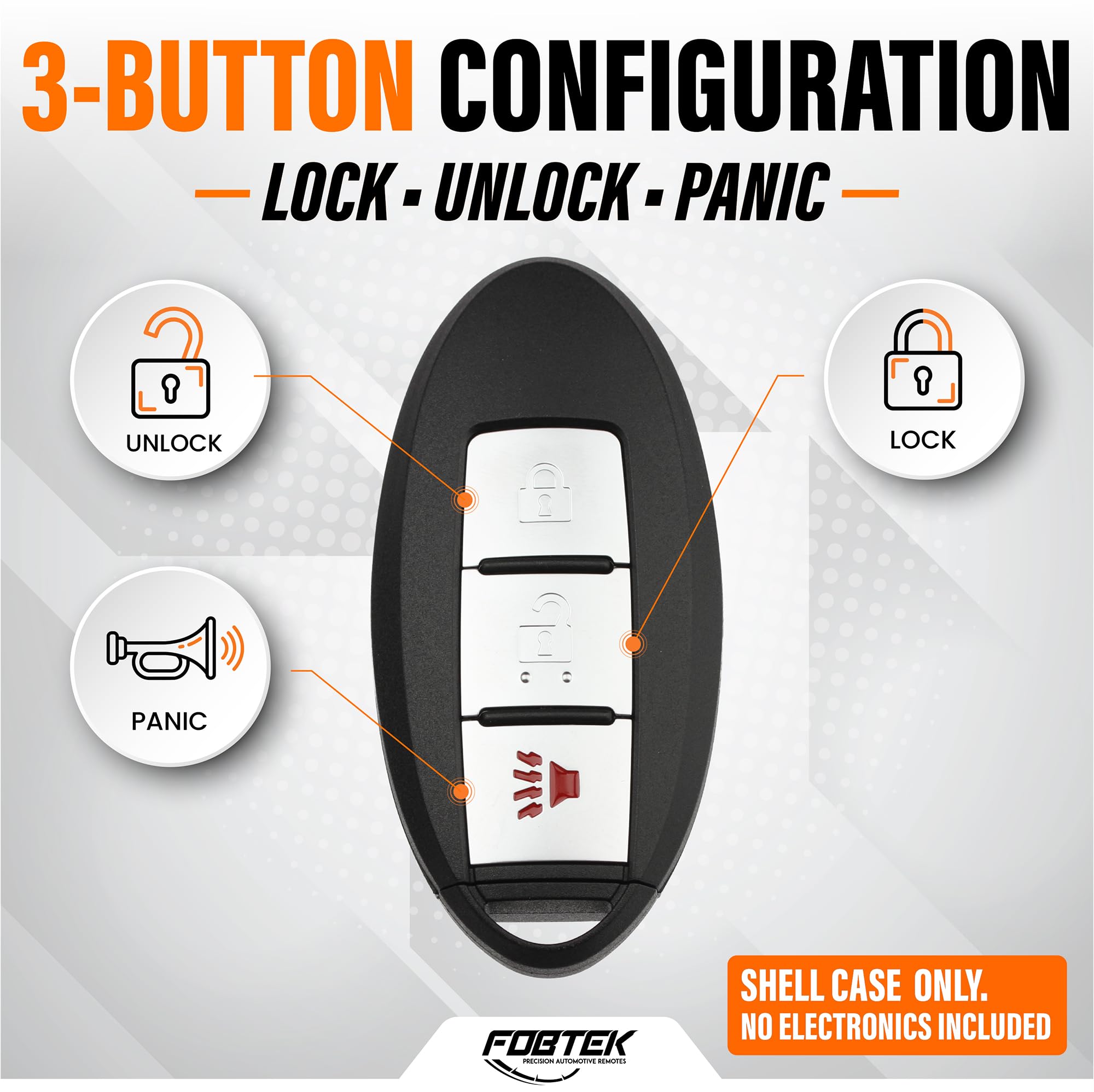 FOBTEK Smart Key Fob Shell Case for Nissan CWTWBU729, 3-Button