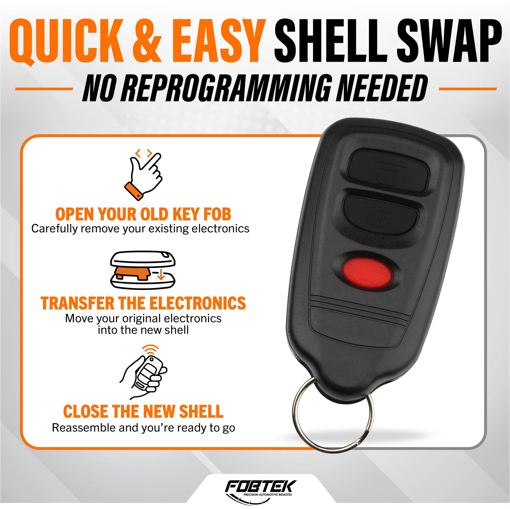 FOBTEK Key Fob Shell Case & Button Pad for Honda Isuzu Acura HYQ1512R