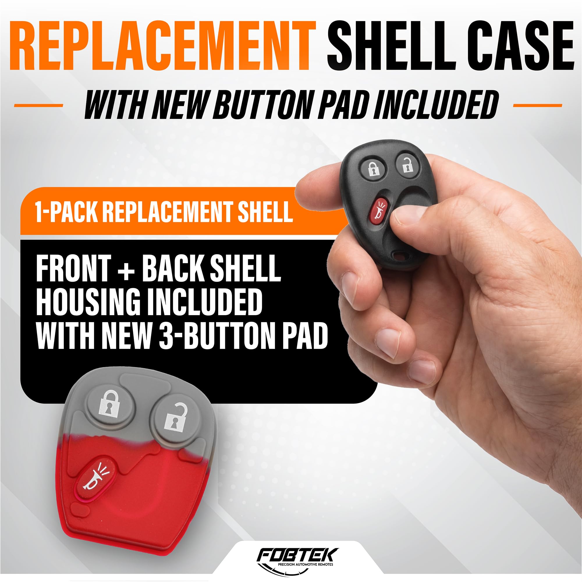 FOBTEK Key Fob Shell Case & Button Pad for Chevy GMC Cadillac LHJ011