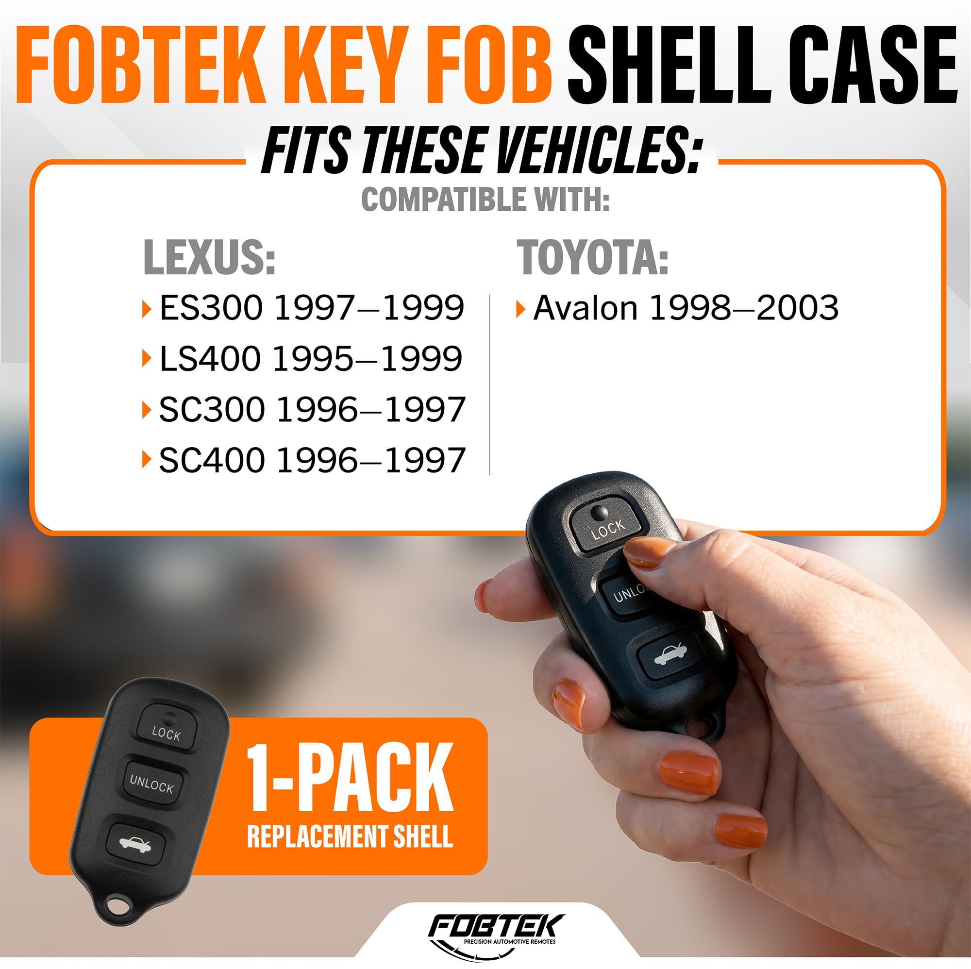 FOBTEK Key Fob Shell Case & Button Pad for Toyota Lexus HYQ12BAN, 3-Button