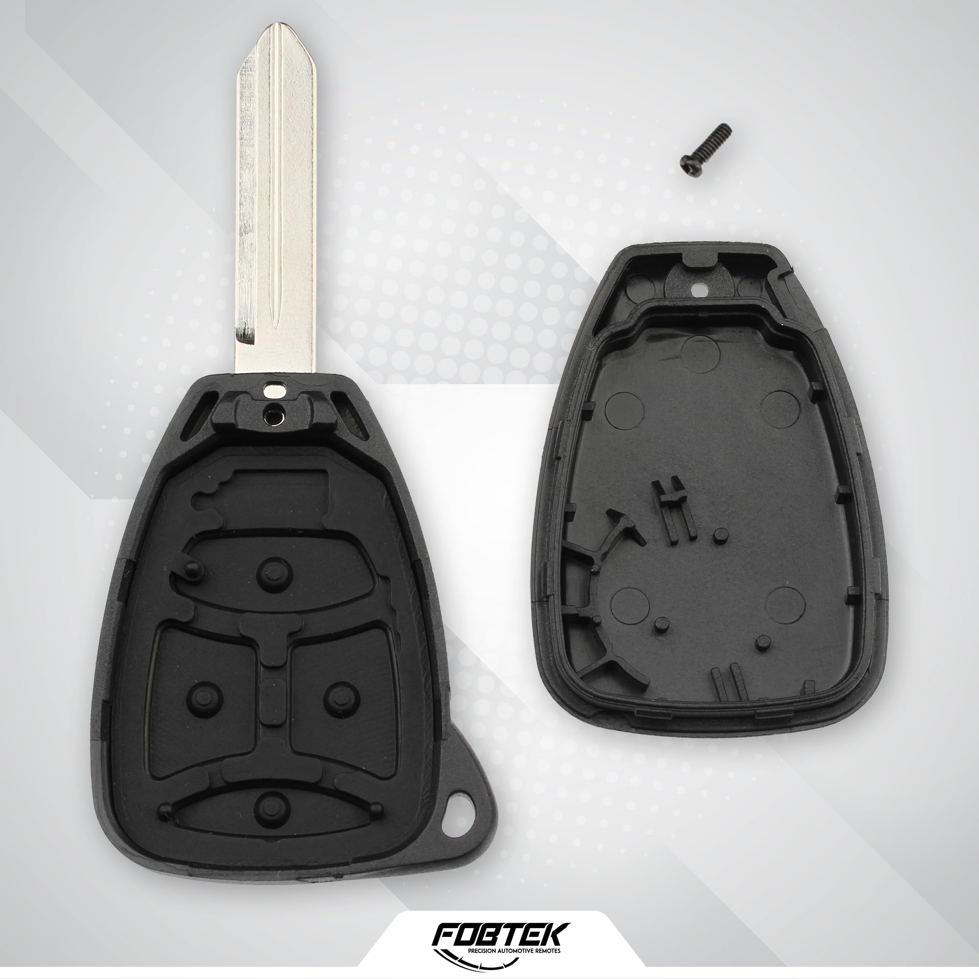 FOBTEK Key Fob Shell Case & Button Pad for Dodge Jeep Chrysler KOBDT04A