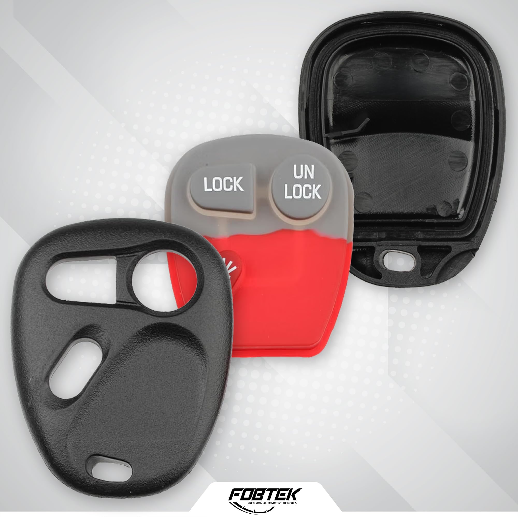 FOBTEK Key Fob Shell Case for Chevy GMC Cadillac KOBLEAR1XT, 3-Button