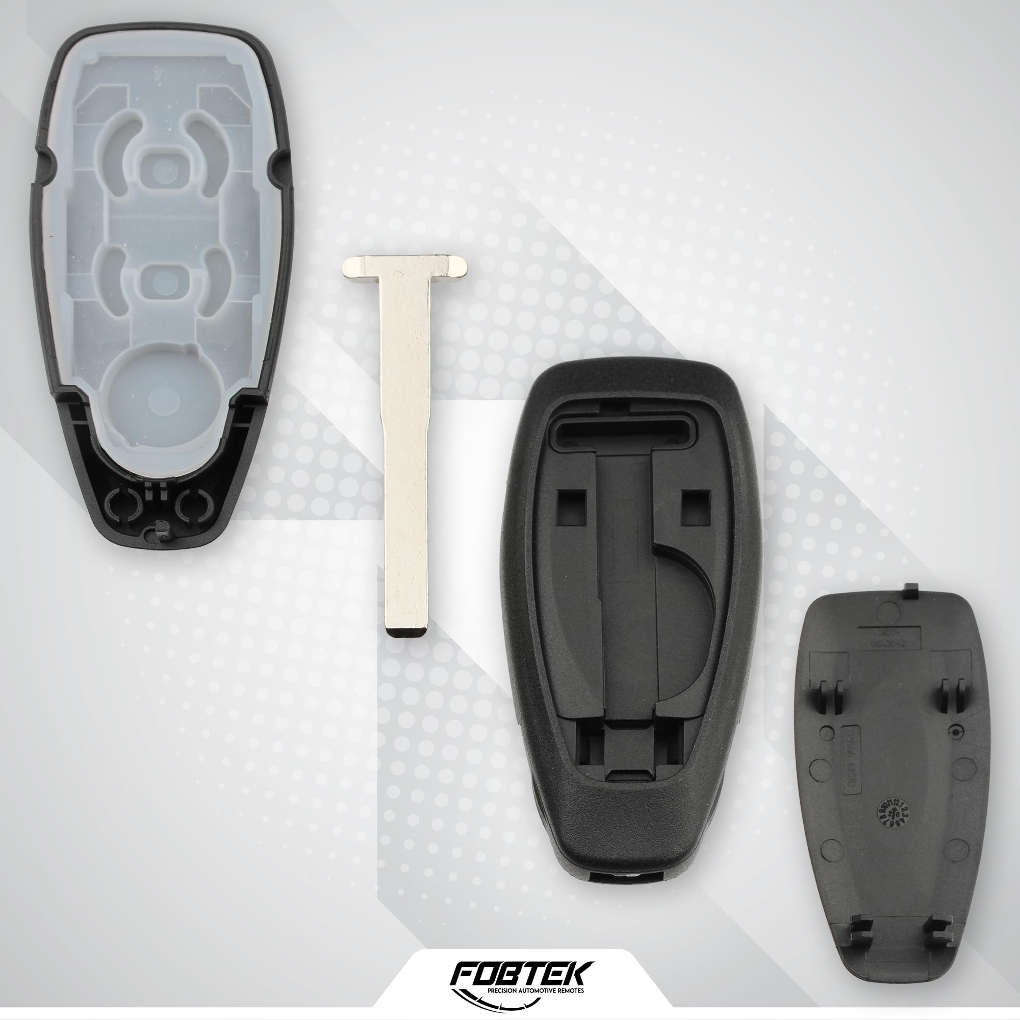 FOBTEK Smart Key Fob Shell Case & Button Pad for Ford KR55WK48801, 3-Button