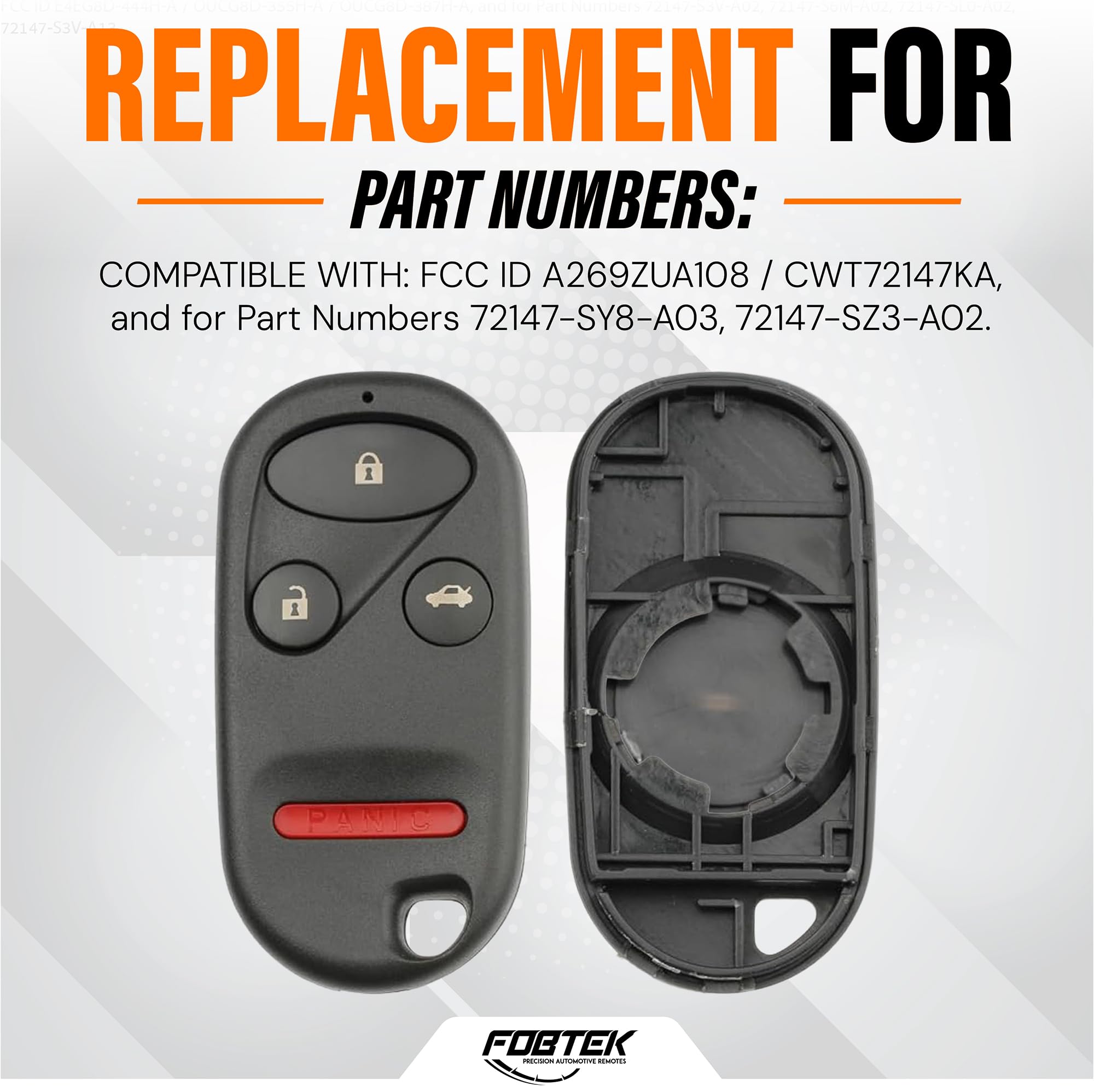 FOBTEK Key Fob Shell Case & Button Pad for Acura A269ZUA108, 4-Button