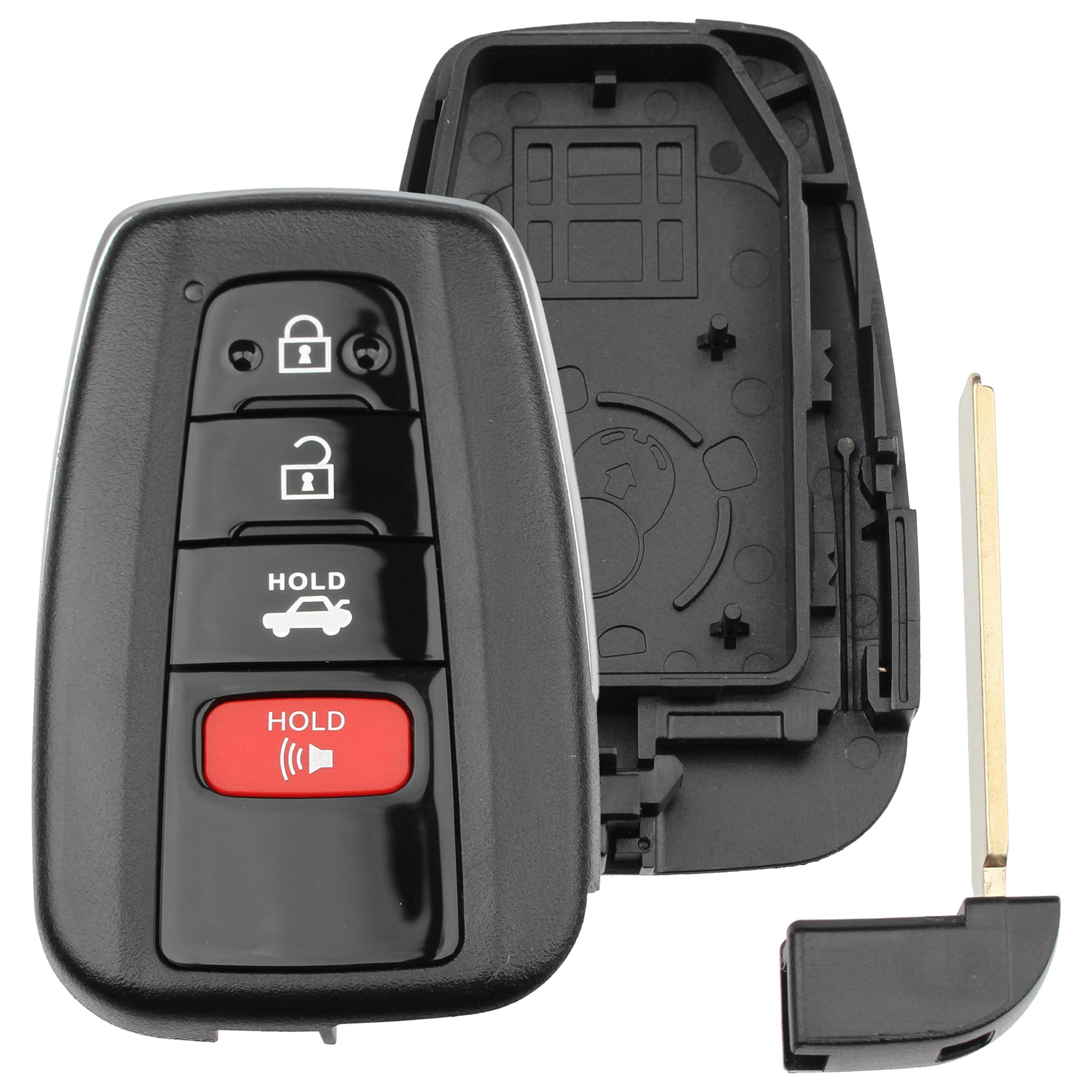 FOBTEK Smart Key Fob Shell Case & Button Pad for Toyota HYQ14FBC, 4-Button