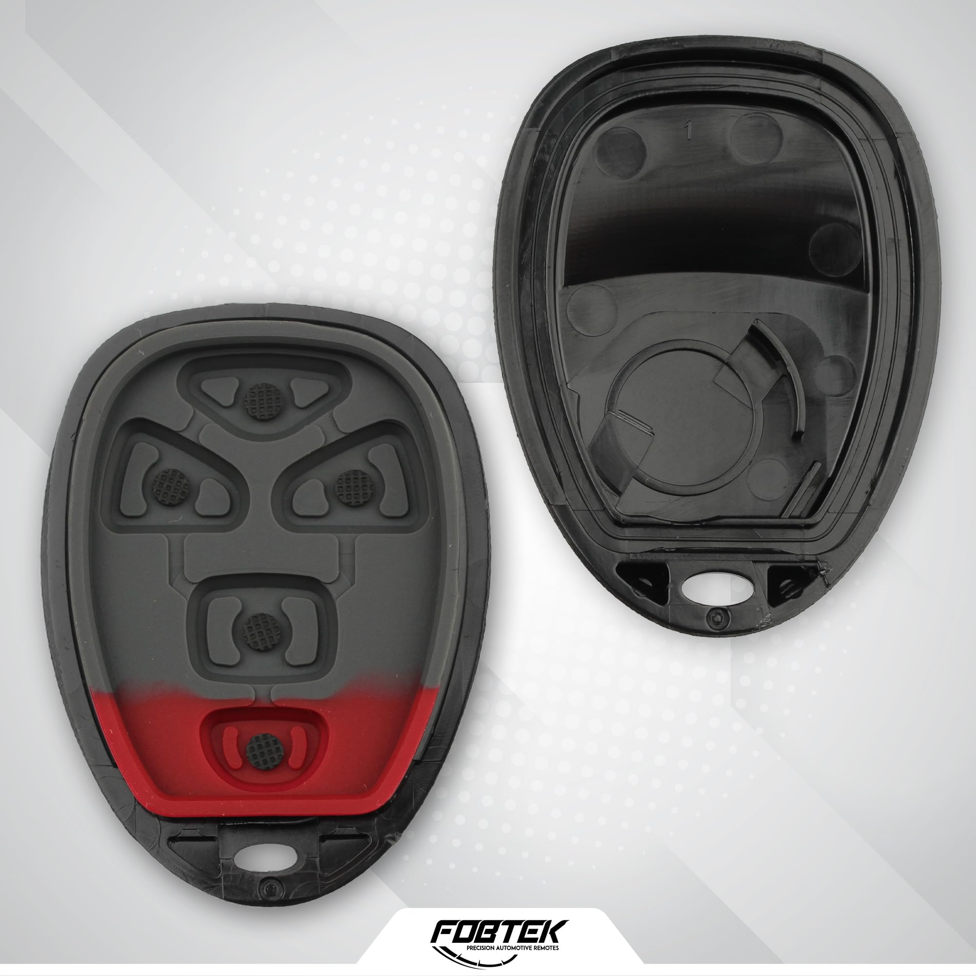 FOBTEK Key Fob Shell Case & Button Pad for Chevy Buick OUC60270, 5-Button