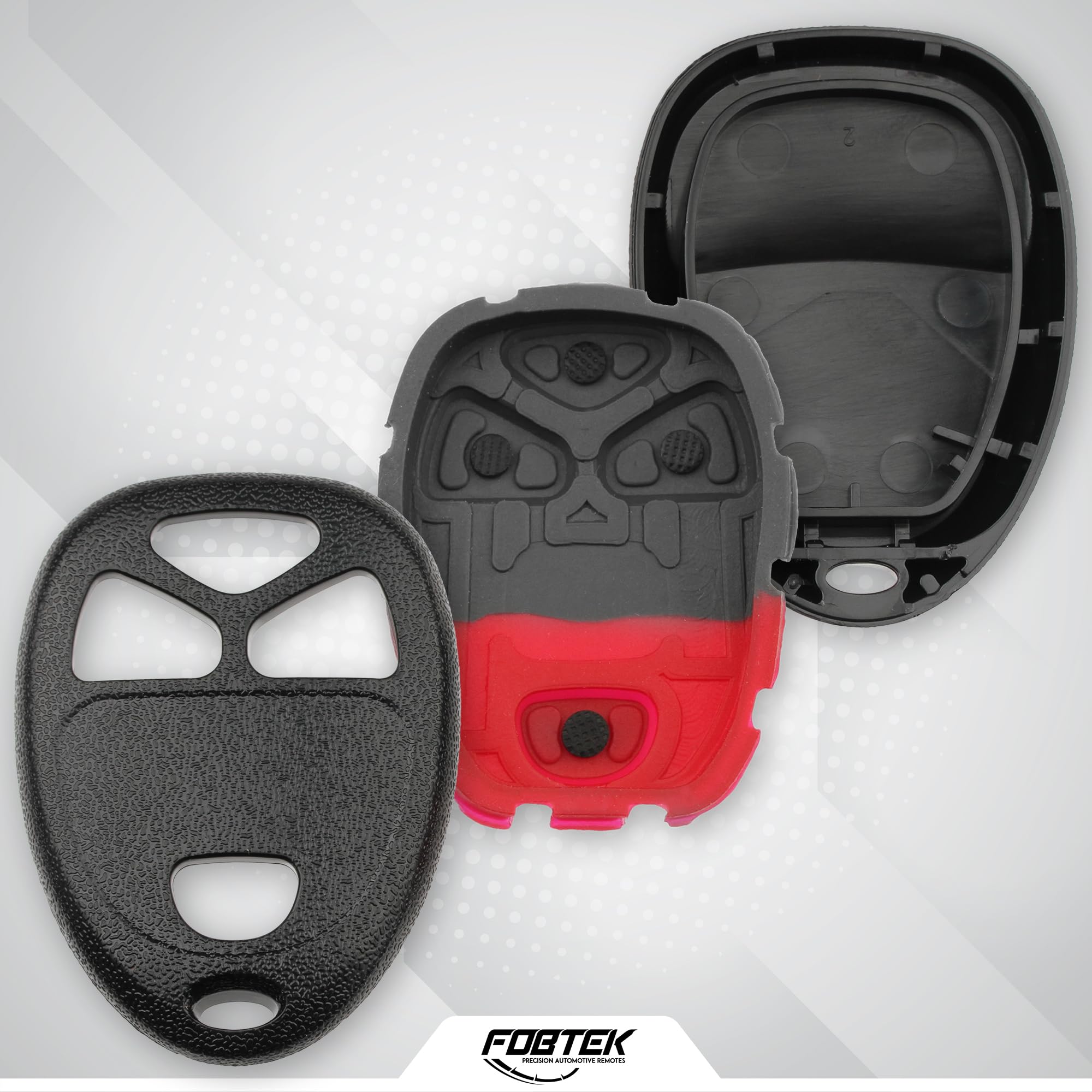 FOBTEK Key Fob Shell Case & Button Pad for Chevy Pontiac KOBGT04A, 4-Button