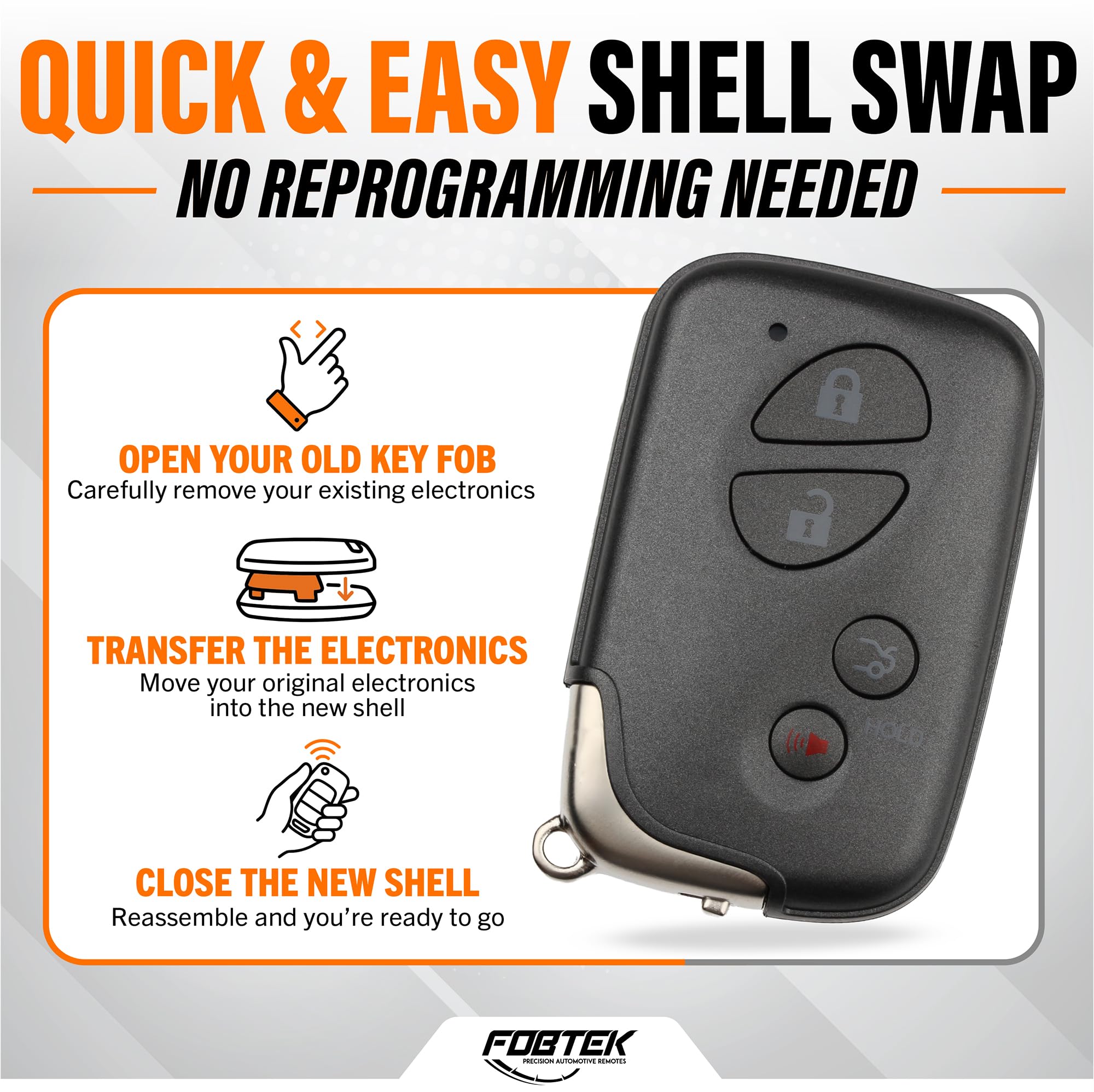FOBTEK Smart Key Fob Shell Case for Lexus HYQ14AEM, 4-Button