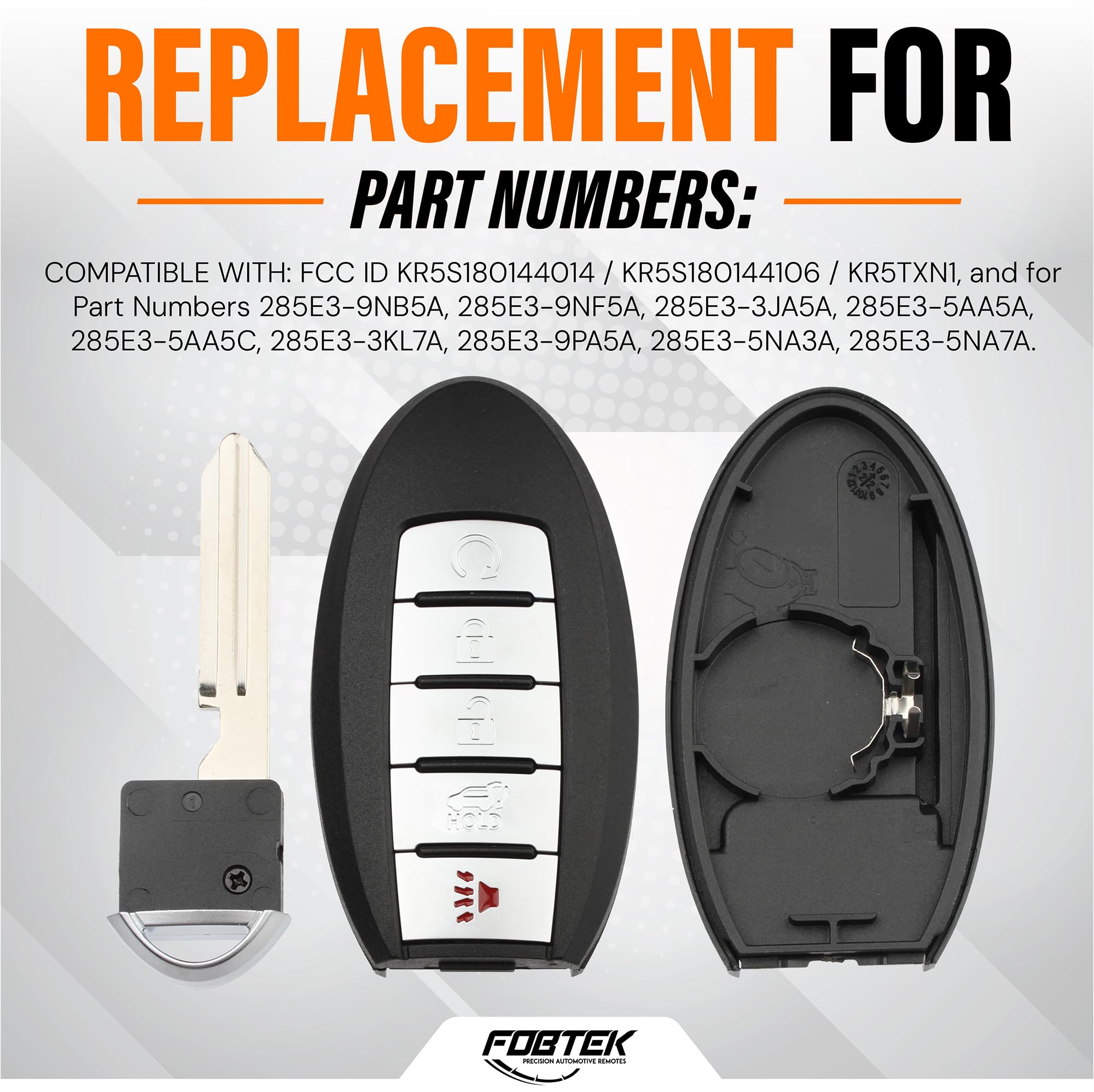 FOBTEK Smart Key Fob Shell Case for Nissan Infiniti KR5S180144014