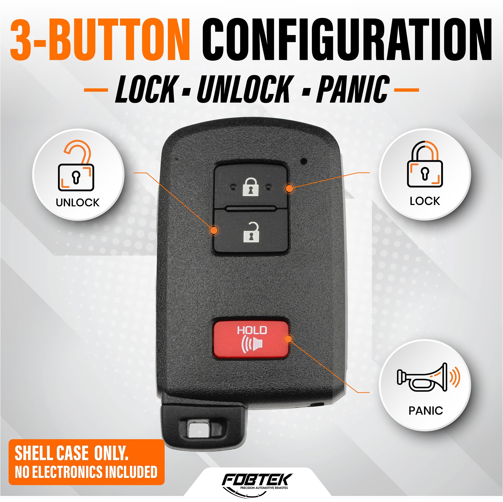 FOBTEK Smart Key Fob Shell Case for Toyota HYQ14FBA, 3-Button