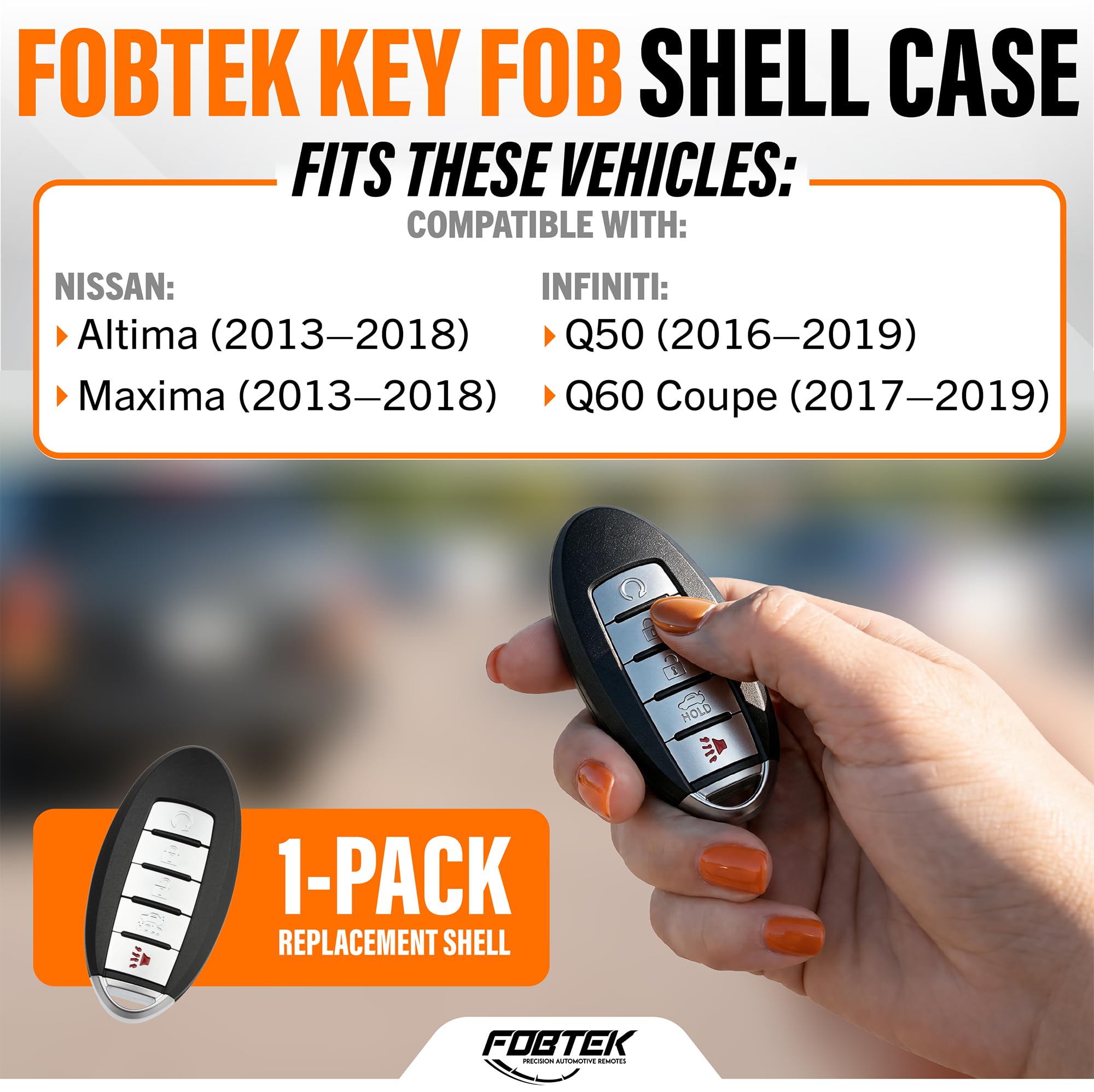 FOBTEK Smart Key Fob Shell Case for Nissan Infiniti KR5S180144014, 5-Button
