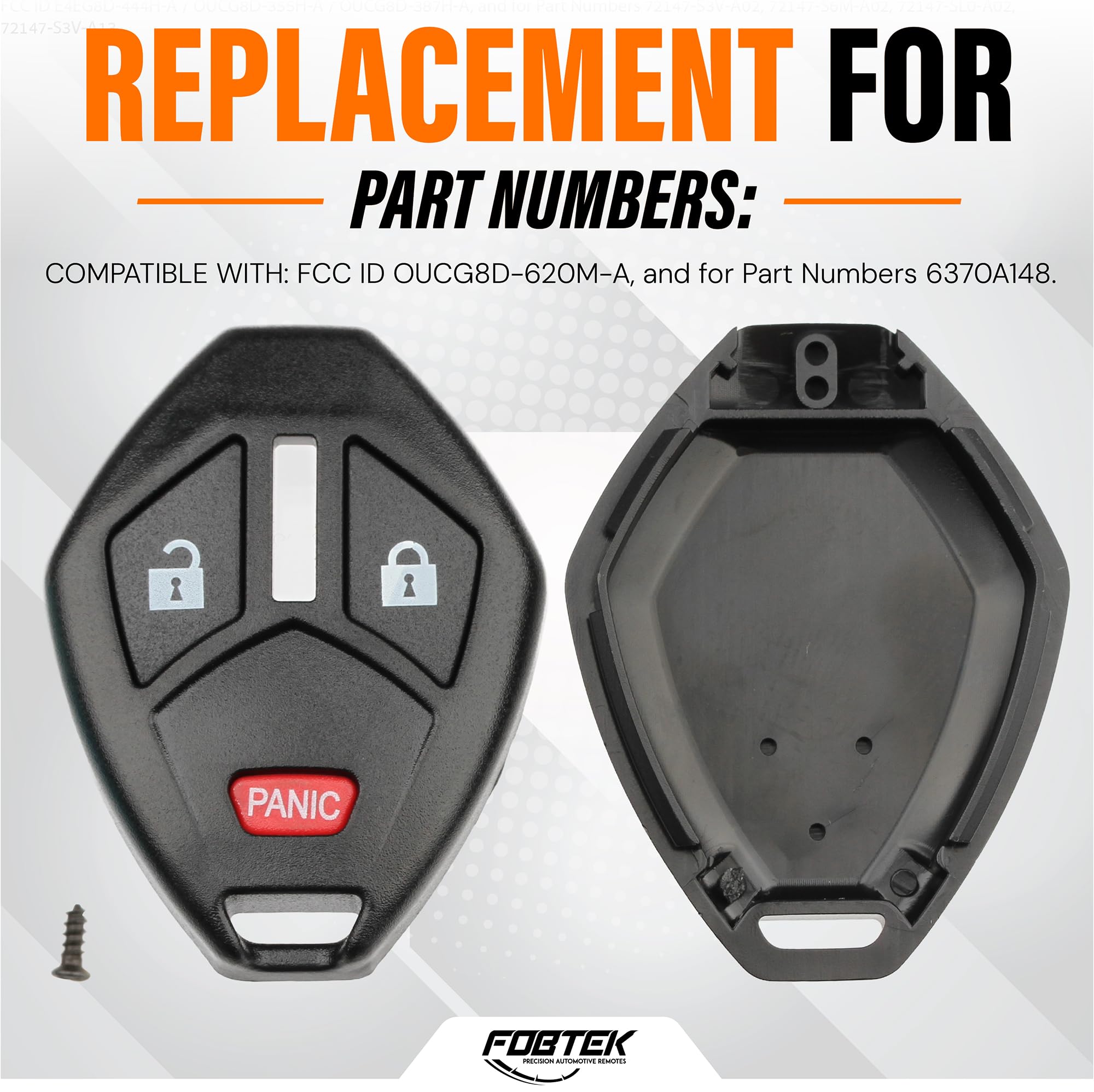 FOBTEK Key Fob Shell Case for Mitsubishi OUCG8D-620M-A, 3-Button