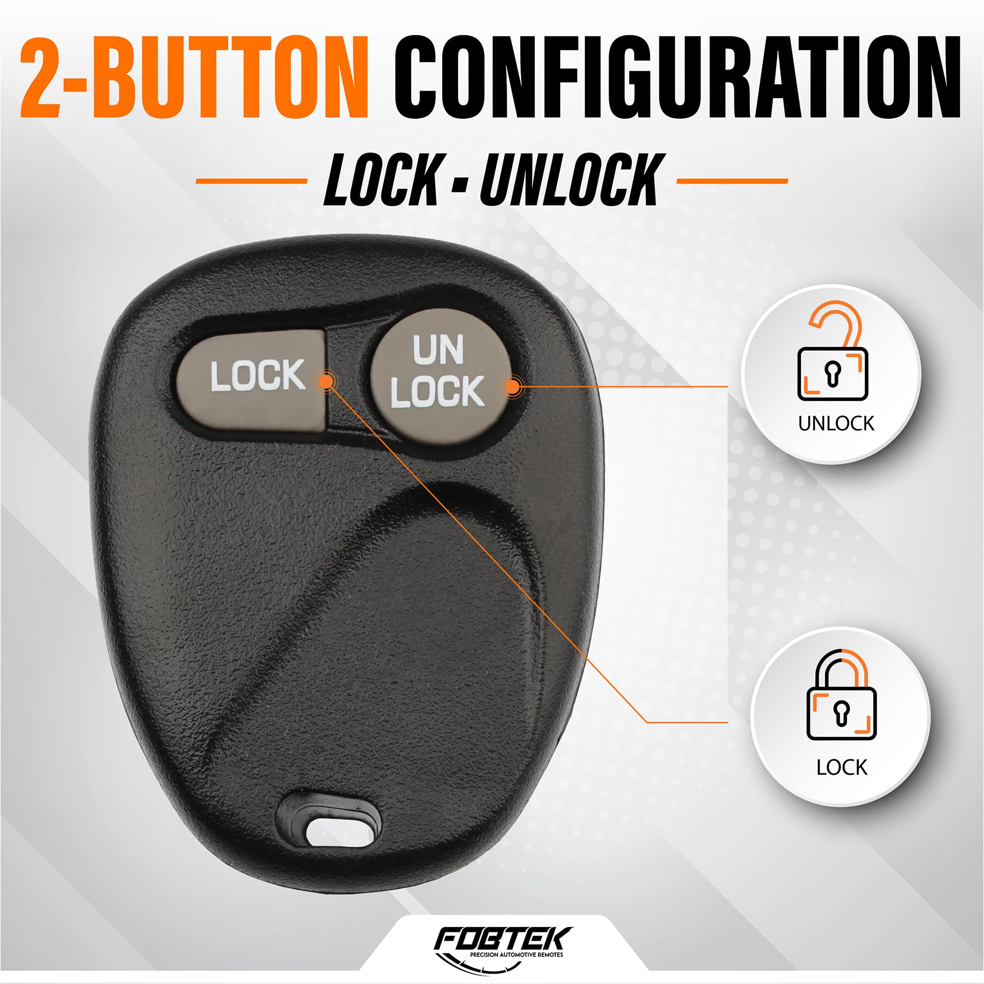 FOBTEK Key Fob Shell Case & Button Pad for Chevy GMC ABO1502T, 2-Button