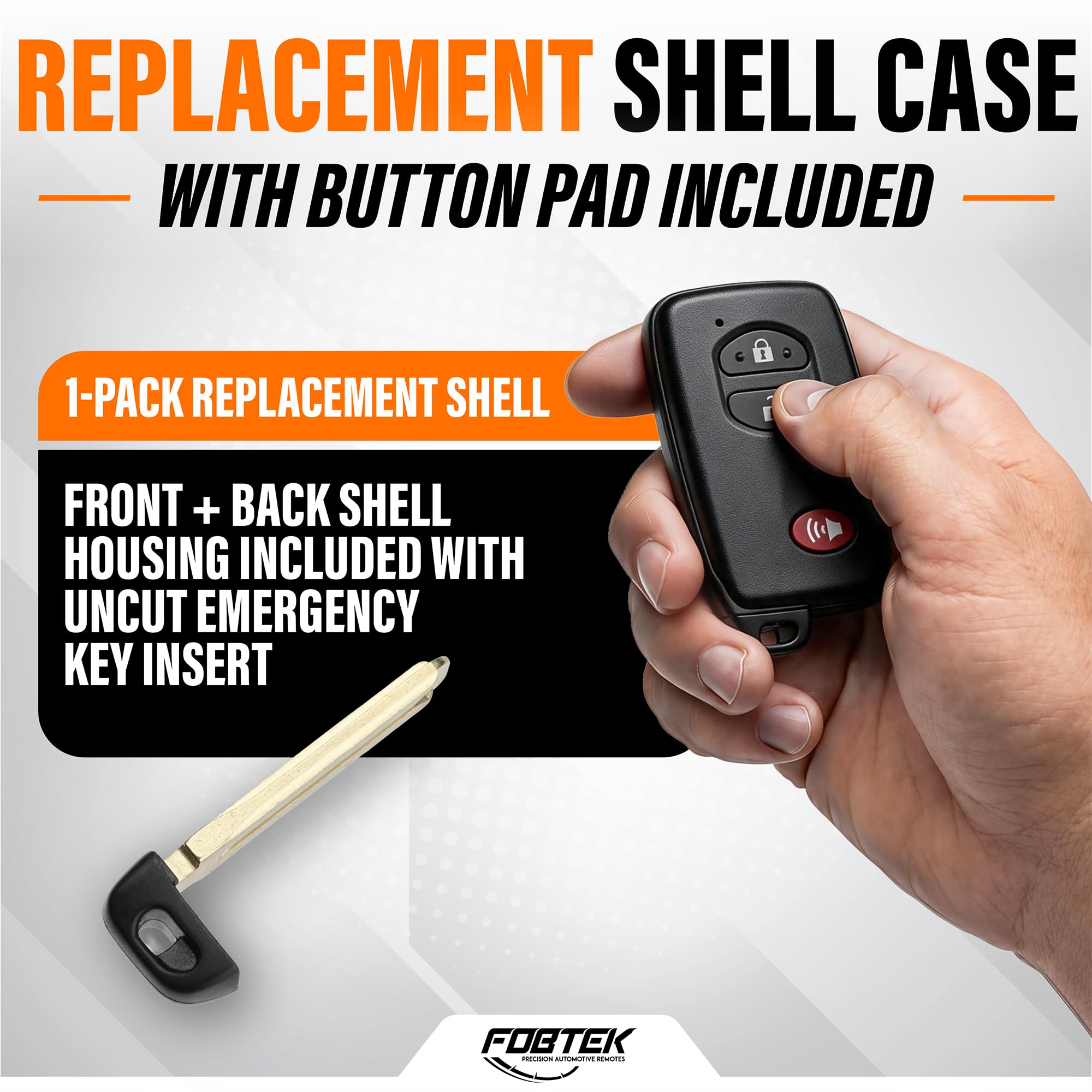 FOBTEK Smart Key Fob Shell Case for Toyota HYQ14AAB, 3-Button Black