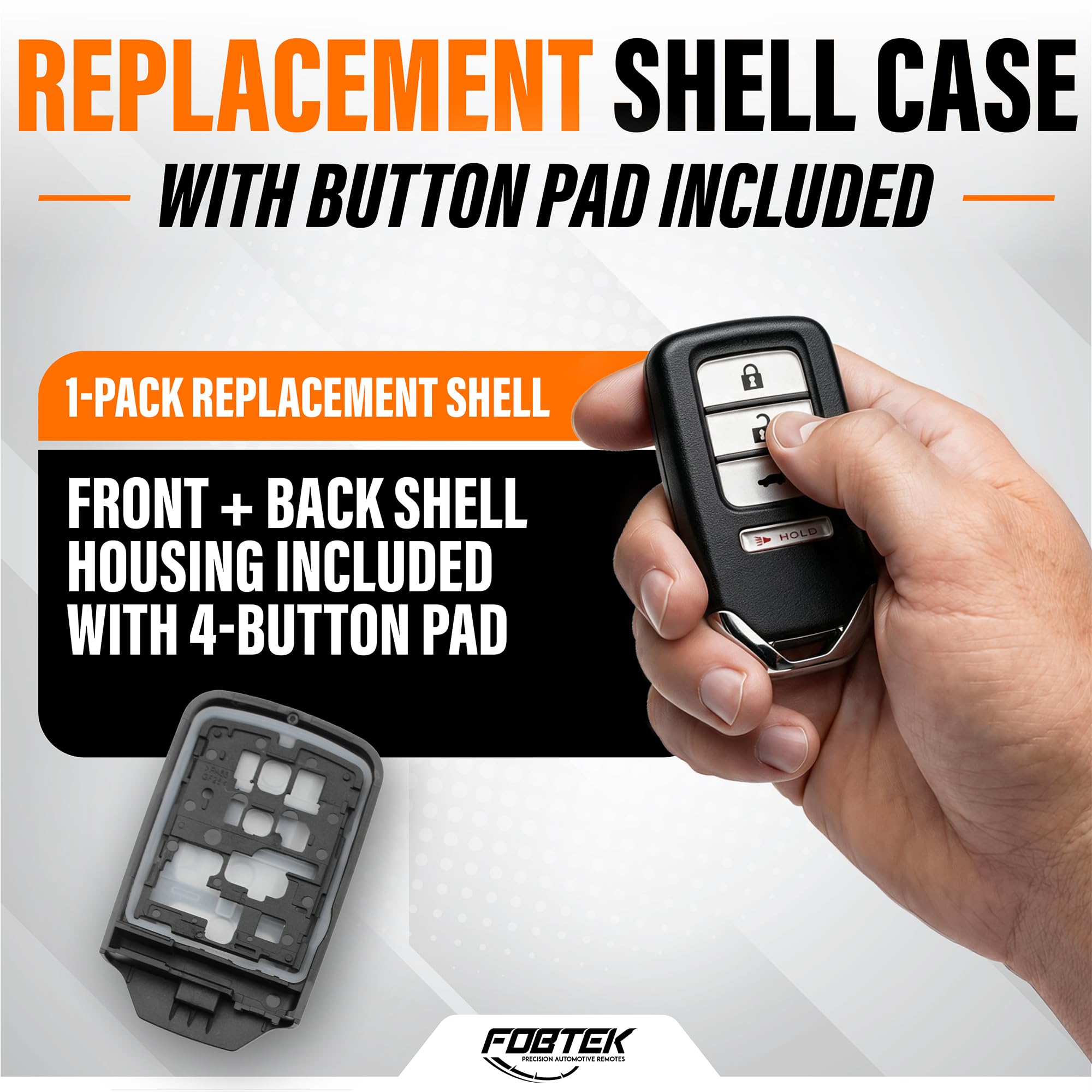 FOBTEK Smart Key Fob Shell Case for Honda KR5V1X, 4-Button