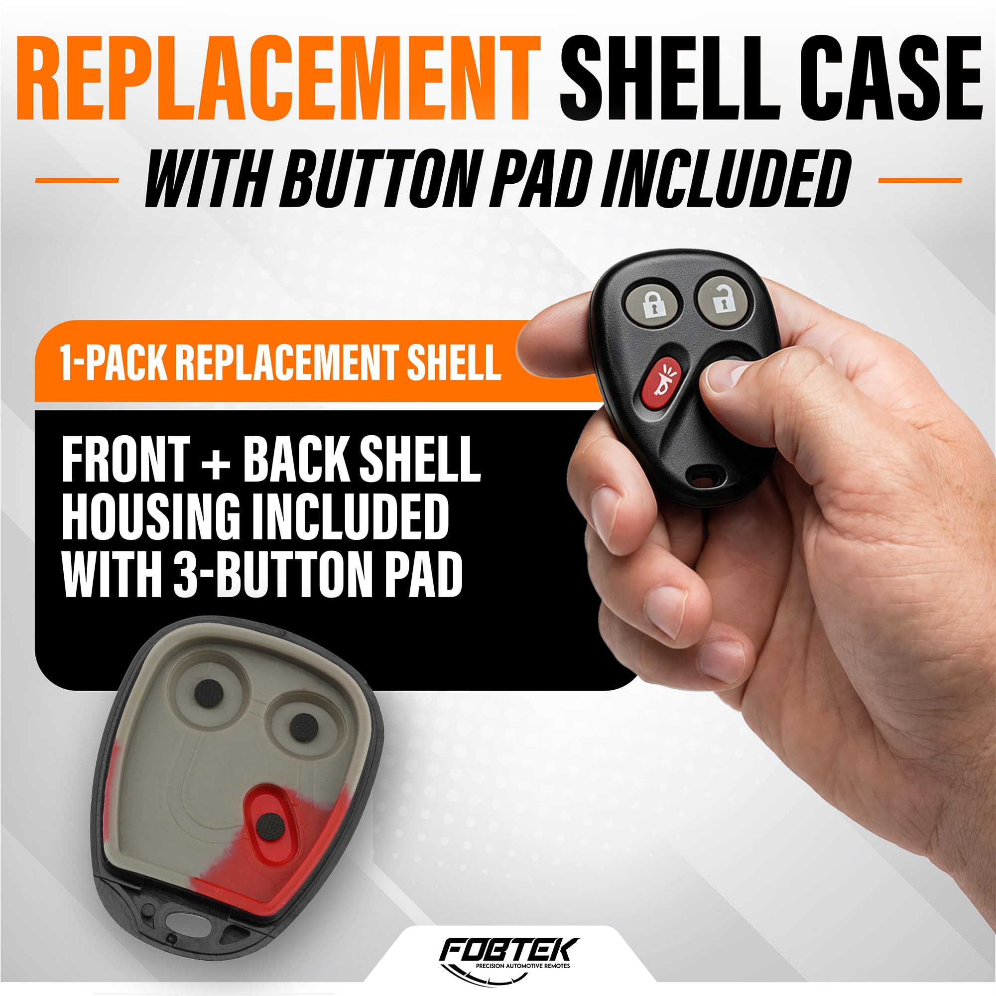 FOBTEK Key Fob Shell Case & Button Pad for Chevy GMC Oldsmobile MYT3X6898B