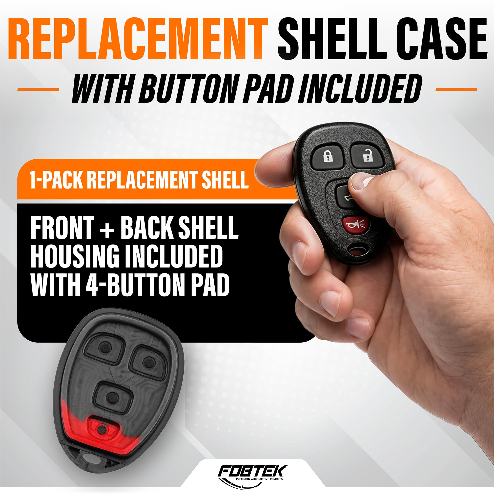 FOBTEK Key Fob Shell Case for Chevy Cadillac GMC OUC60270, 4-Button
